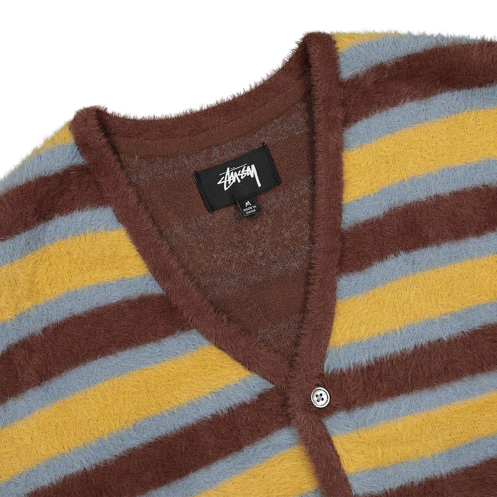 Stussy Horizontal Stripe Cardigan Brown Cardigans Close-up | Overkill