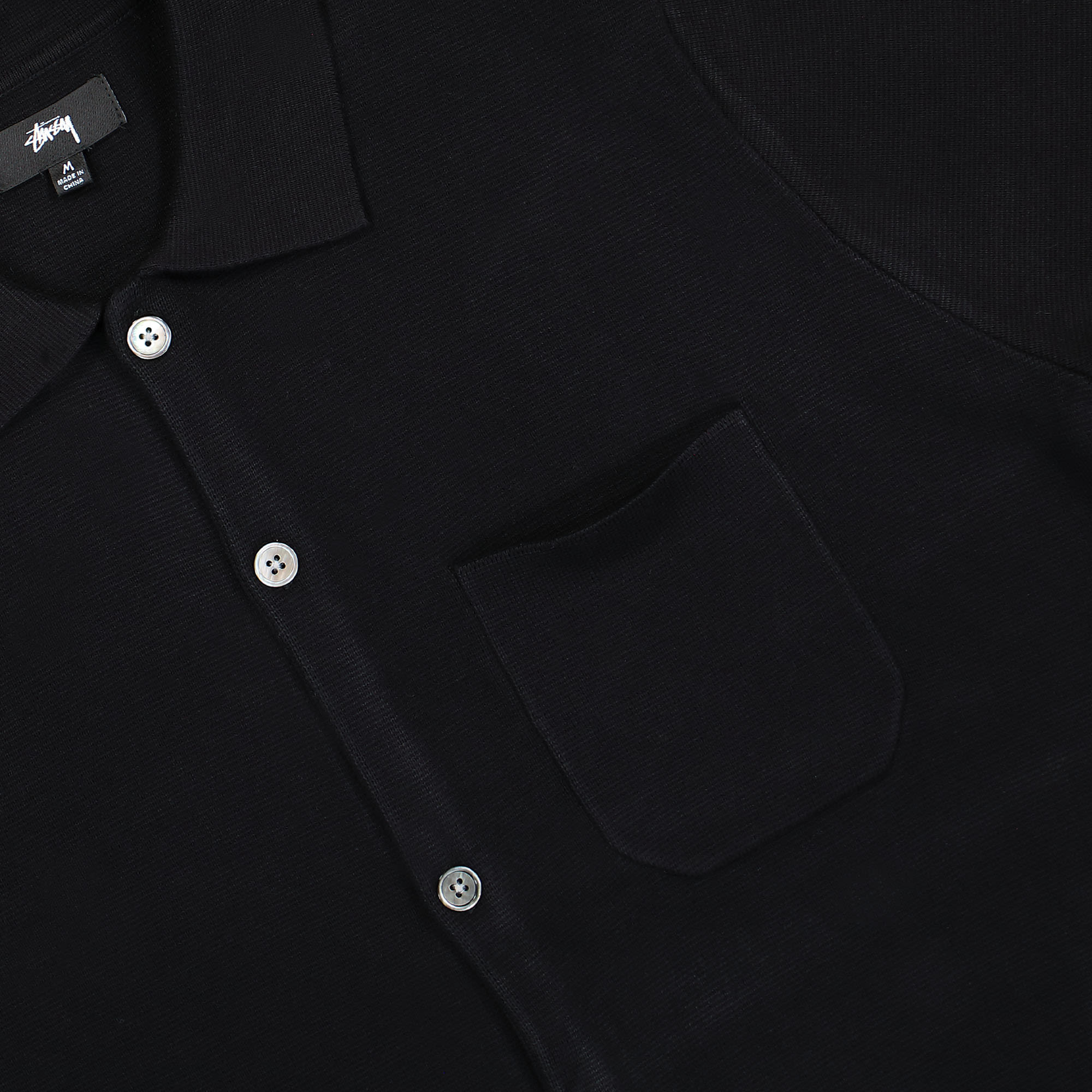 Stussy Perforated Swirl Knit Shirt Black Shirts Detailfoto | Overkill