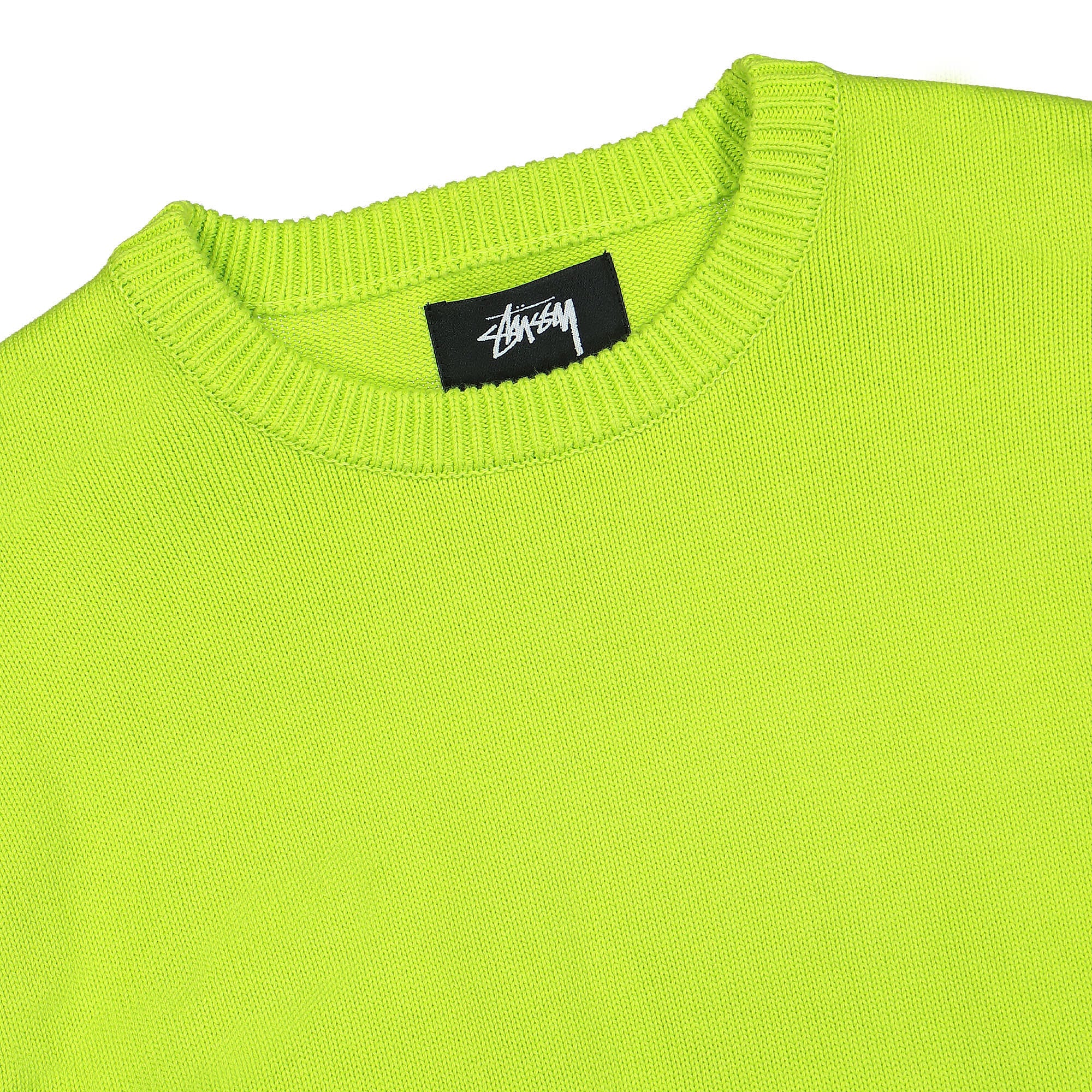 Stussy SS Link Sweater Lime Sweatshirts Close-up | Overkill