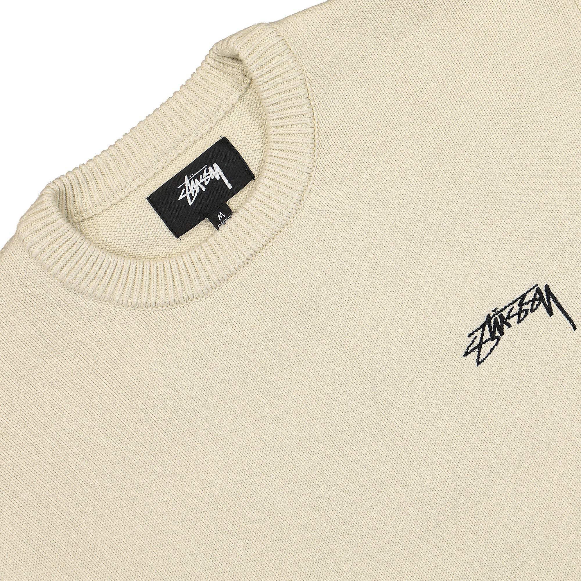 Stussy Care Label Sweater Natural Sweatshirts Close-up | Overkill