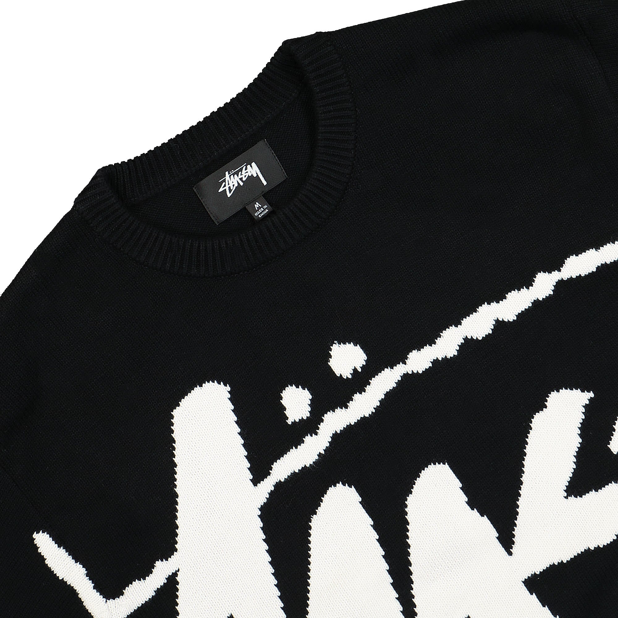 Stussy Stock Sweater Black Sweatshirts Close-up | Overkill