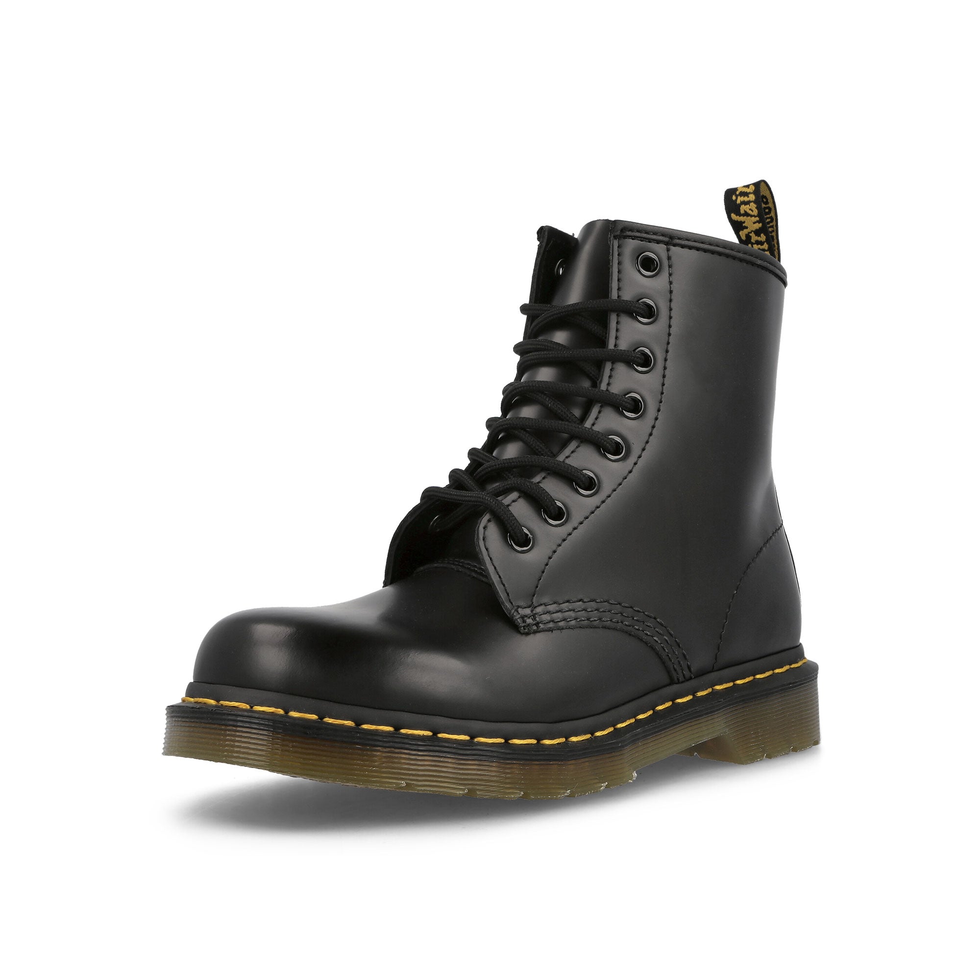 Dr. Martens 1460 Black Smooth Black Boots Close Up | Overkill