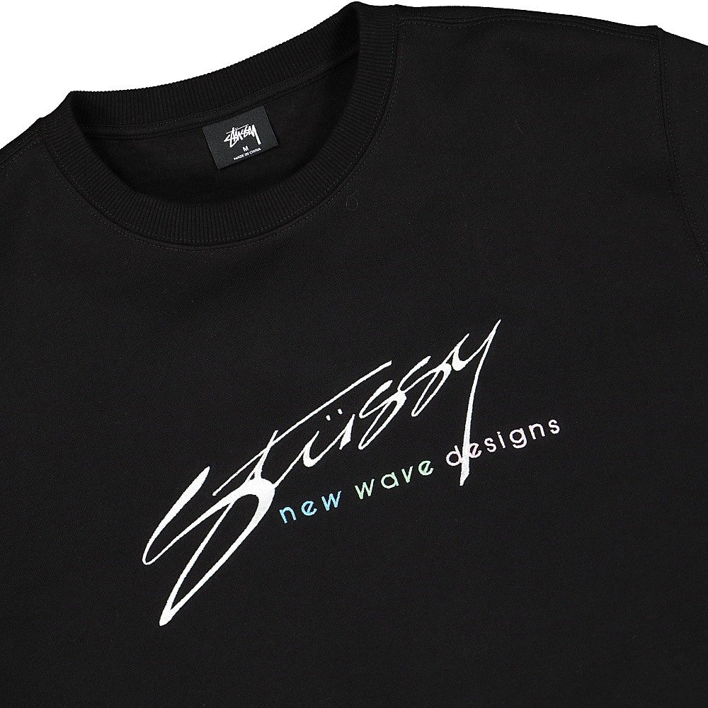 Stussy New Wave Designs App. Crew Black Sweatshirts Close-up | Overkill
