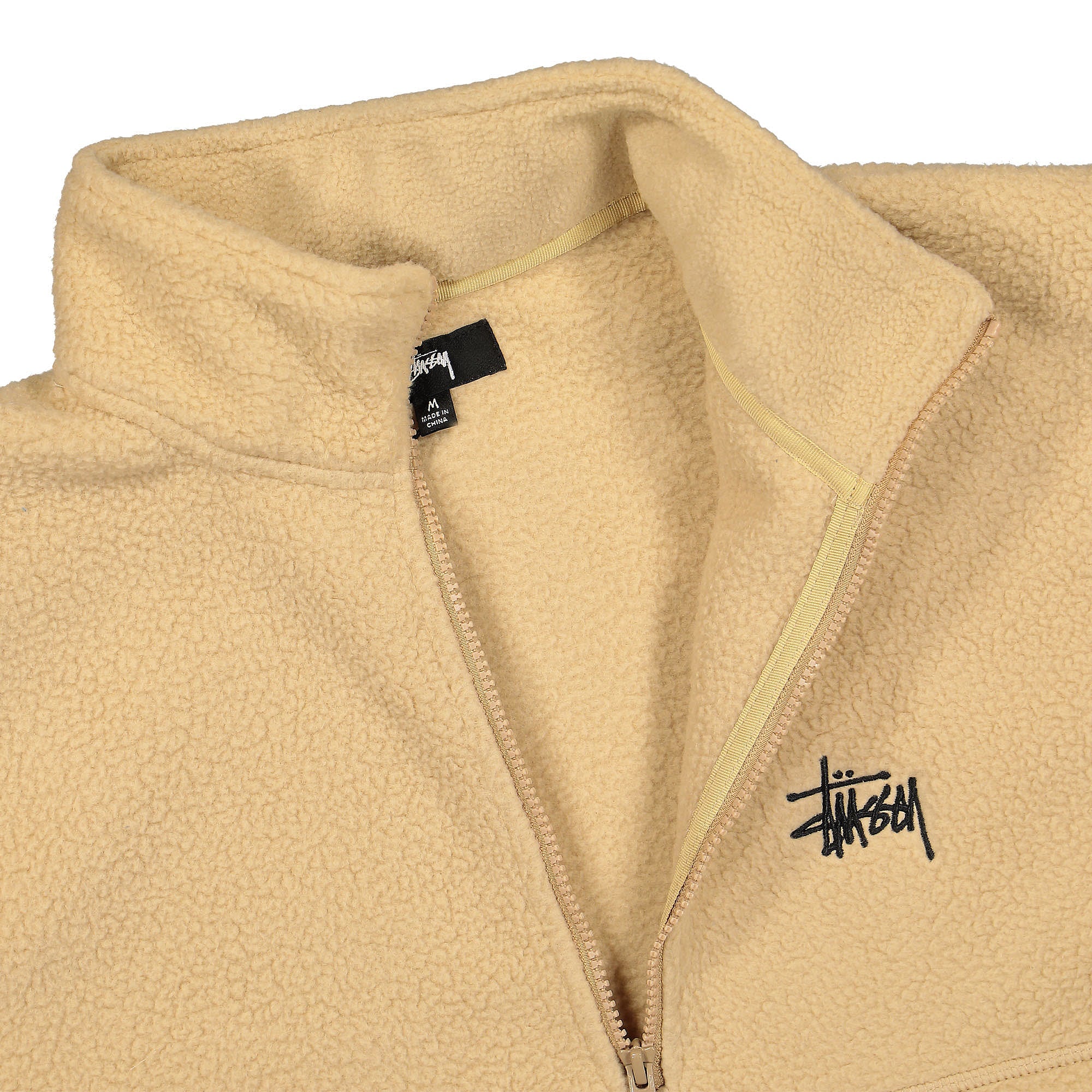 Stussy Half Zip Mock Neck Beige Sweatshirts Close-up | Overkill