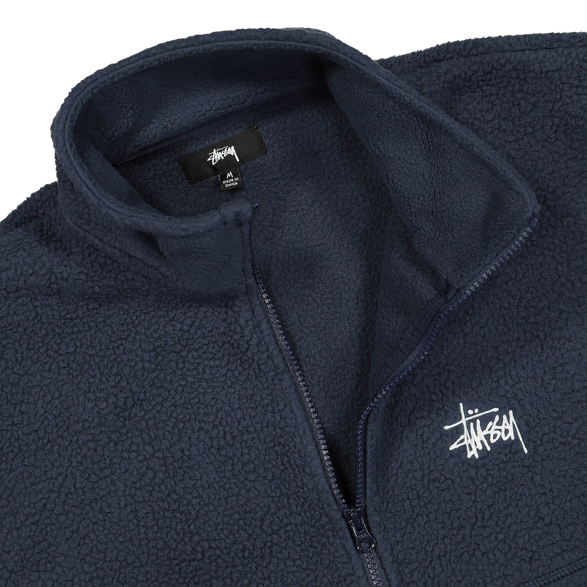 Stussy Half Zip Mock Neck Navy Sweatshirts Close-up | Overkill