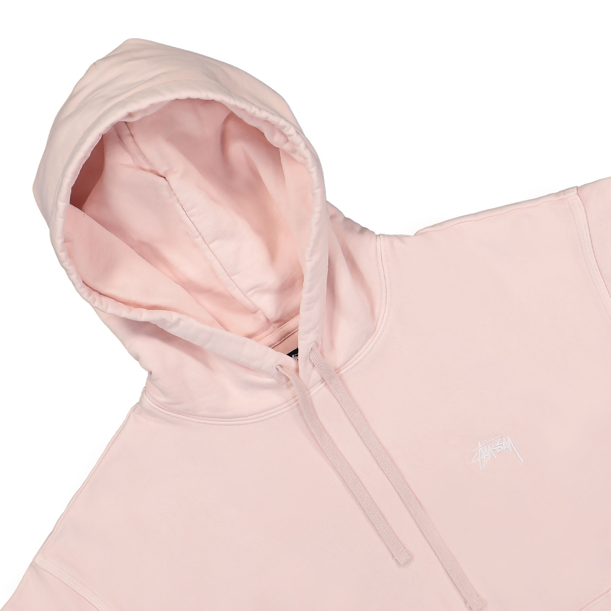 Stussy Stock Logo Hood Light Pink Hoodies Close-up | Overkill