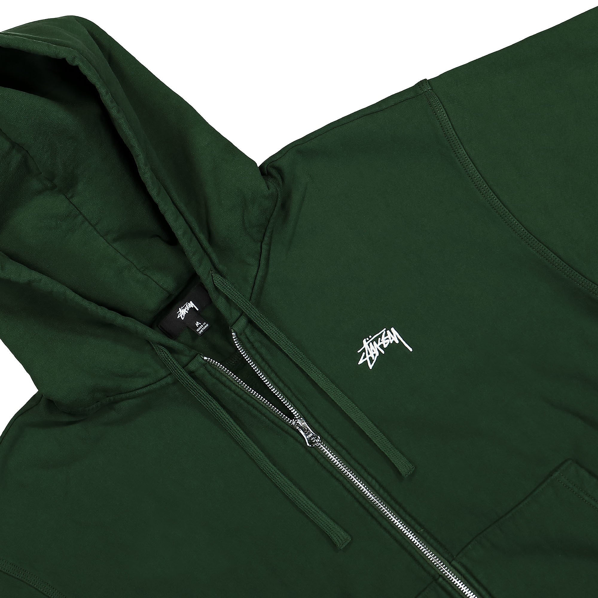 Stussy Stock Logo Zip Hood Forest Hoodies Close-up | Overkill