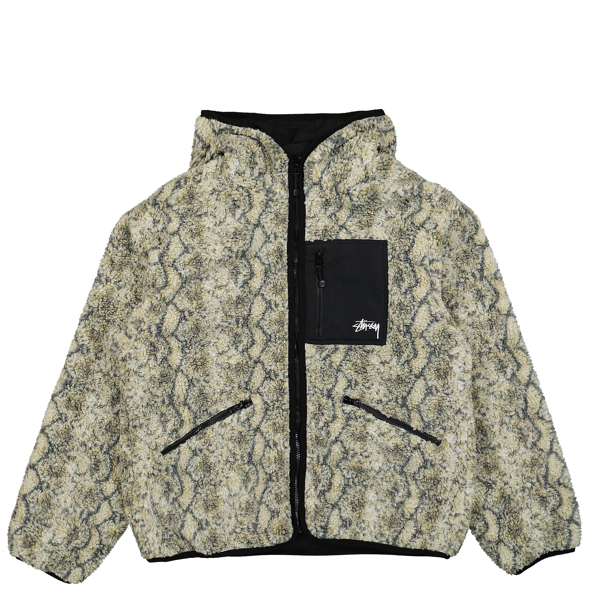 Stussy Snake Jacquard Reversible Sherpa Jacket Grey Jackets 118504 / 0008 | Overkill