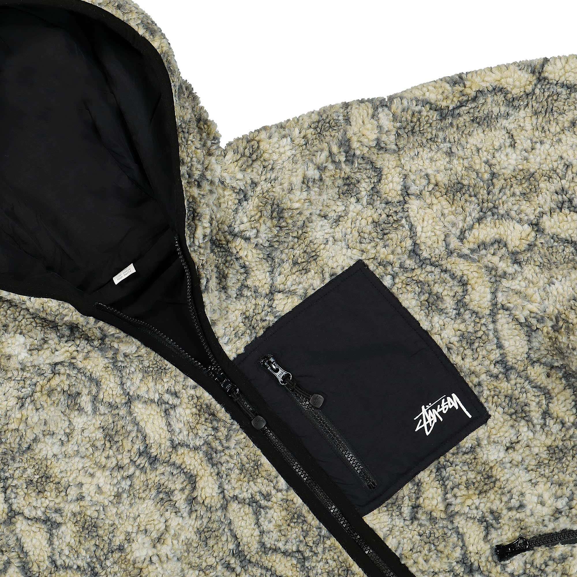 Stussy Snake Jacquard Reversible Sherpa Jacket Grey Jackets Close-up | Overkill