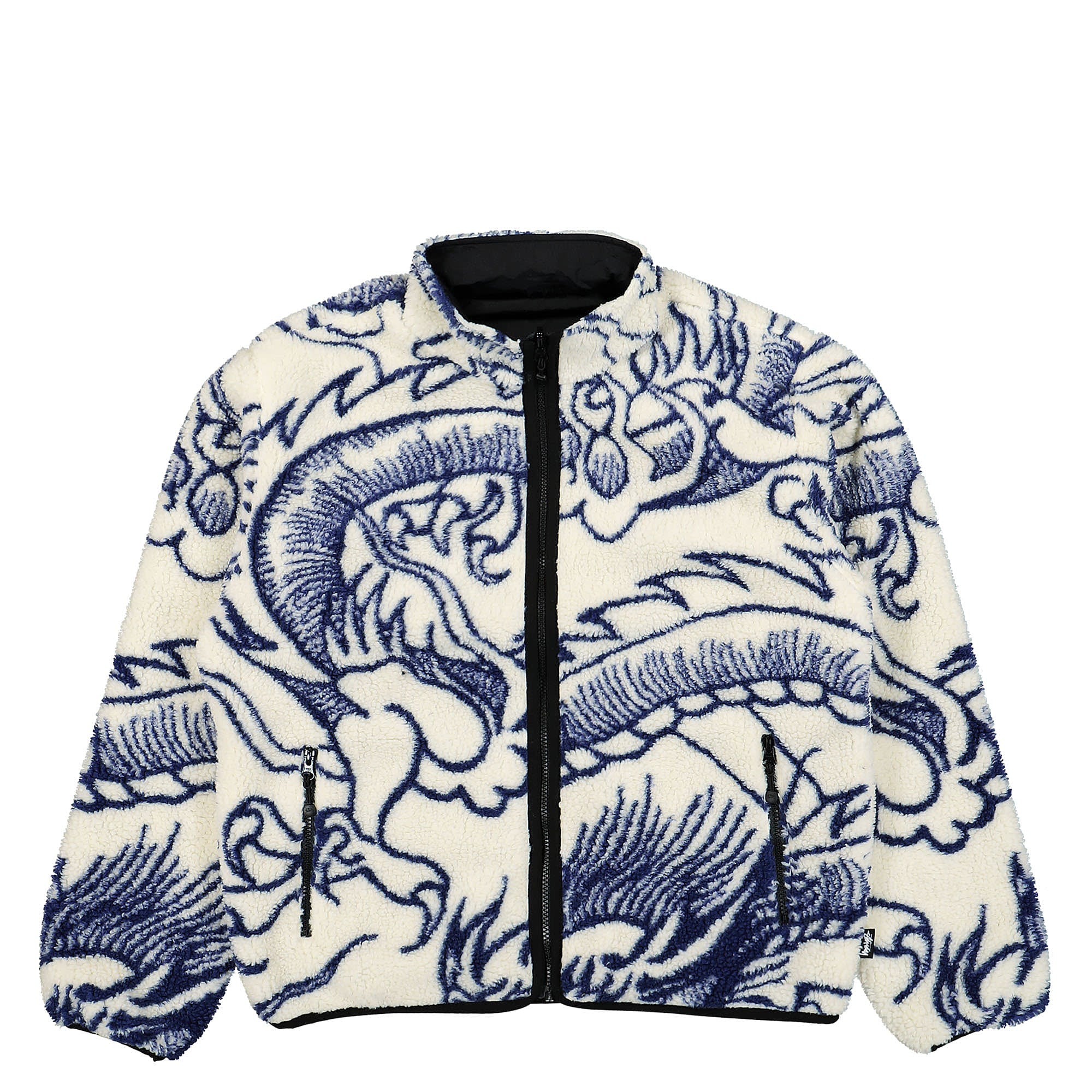 Stussy Dragon Reversible Sherpa Jacket Natural Fleece Jackets 118510 / 1002 | Overkill
