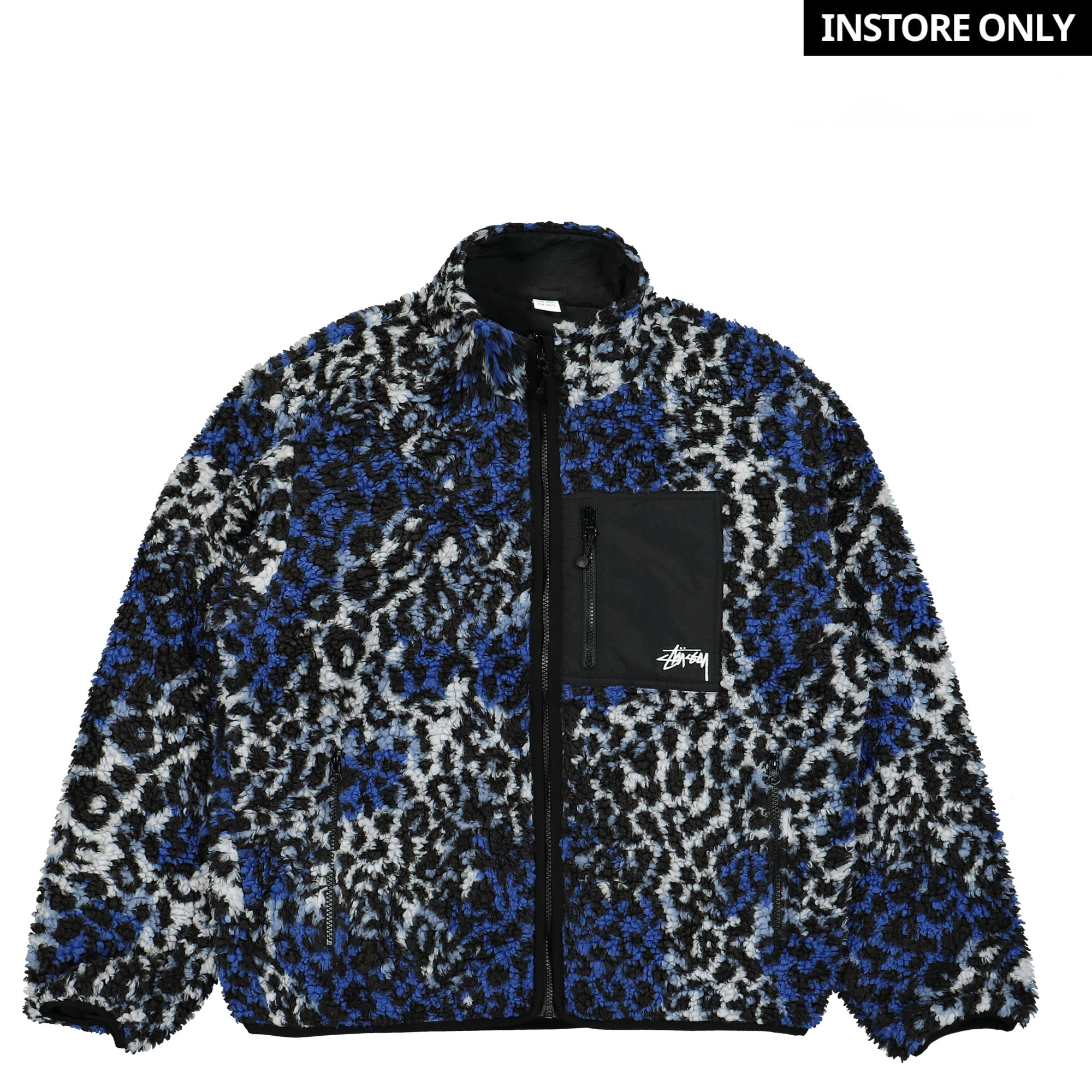 Stussy Sherpa Reversible Jacket Blue Leopard Jackets 118529 / 3156 | Overkill
