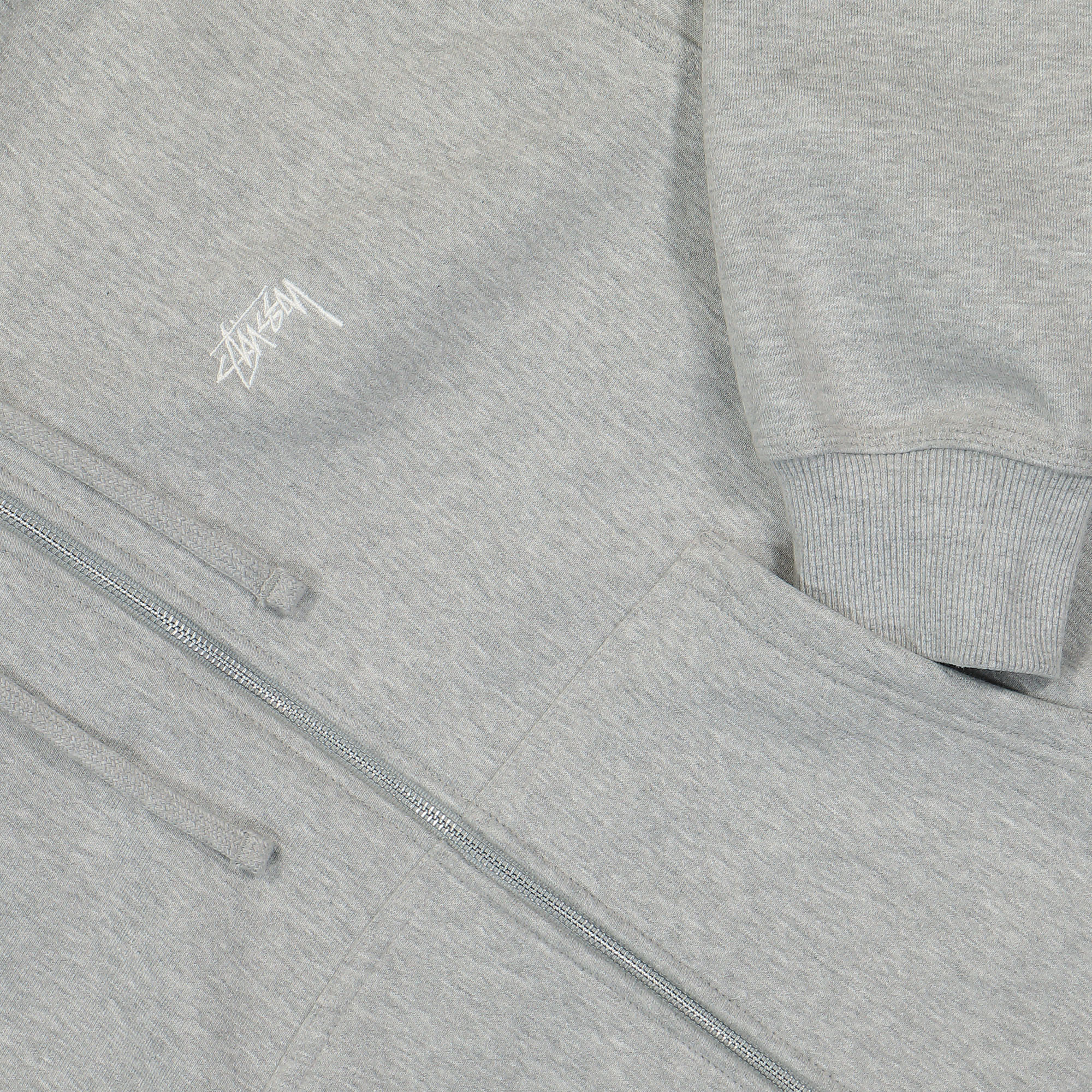 Stussy Stock Logo Zip Hood Grey Heather Hoodies Detailfoto | Overkill