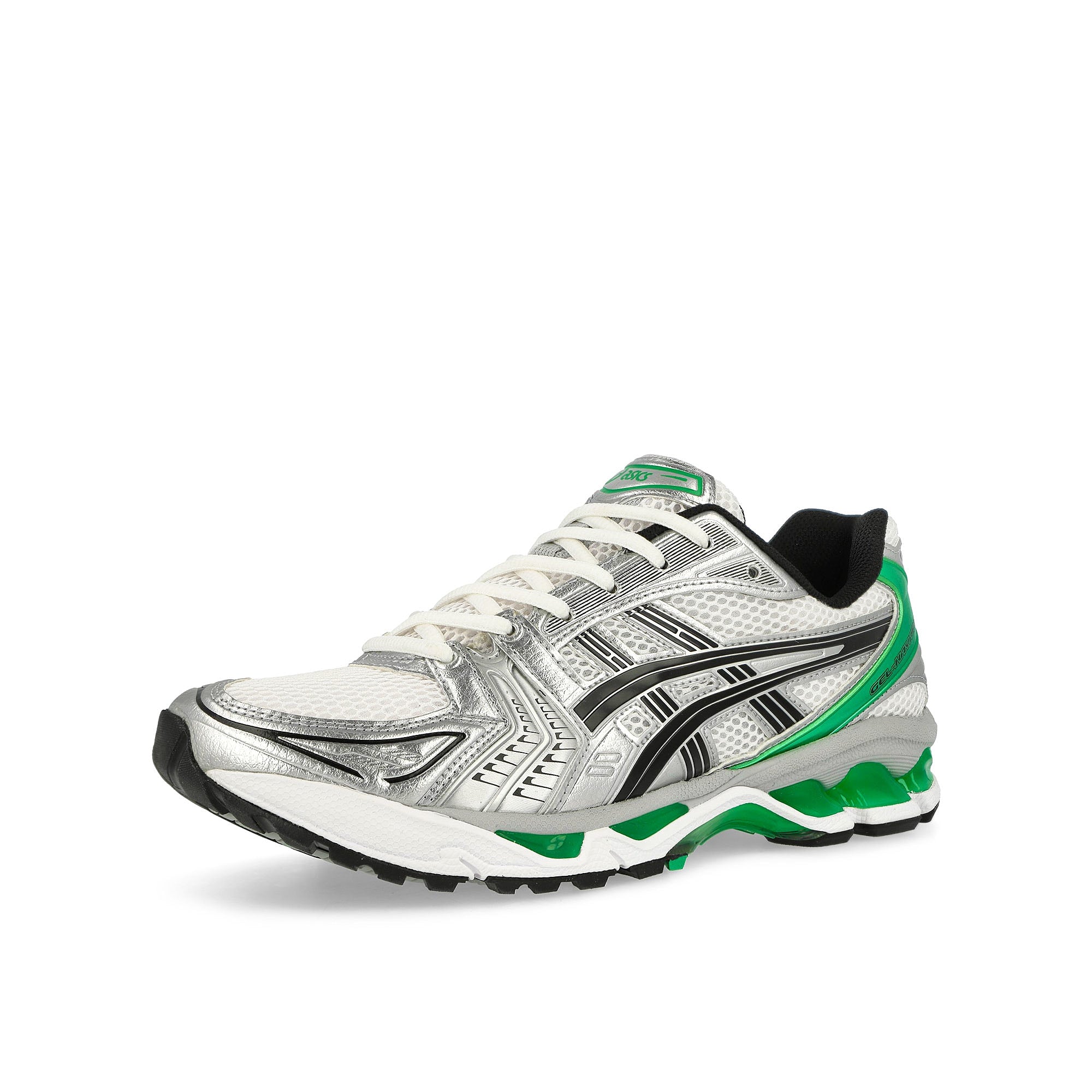 Asics Gel-Kayano 14 White / Malachite Green Low Top Sneakers Close Up | Overkill