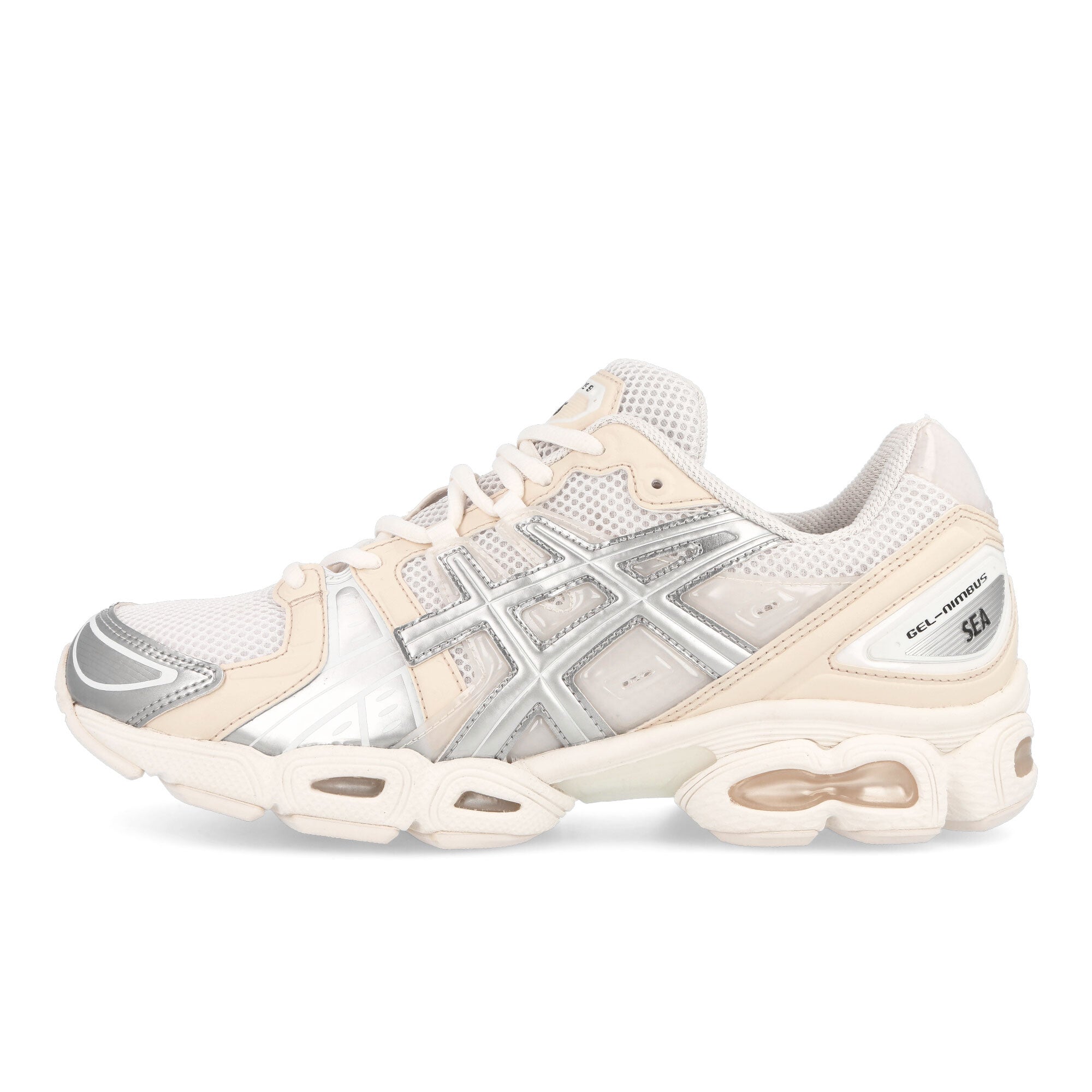 Asics Wind and Sea x Asics Gel-Nimbus 9 White / Pure Silver Sneakers 1201A801-100 | Overkill