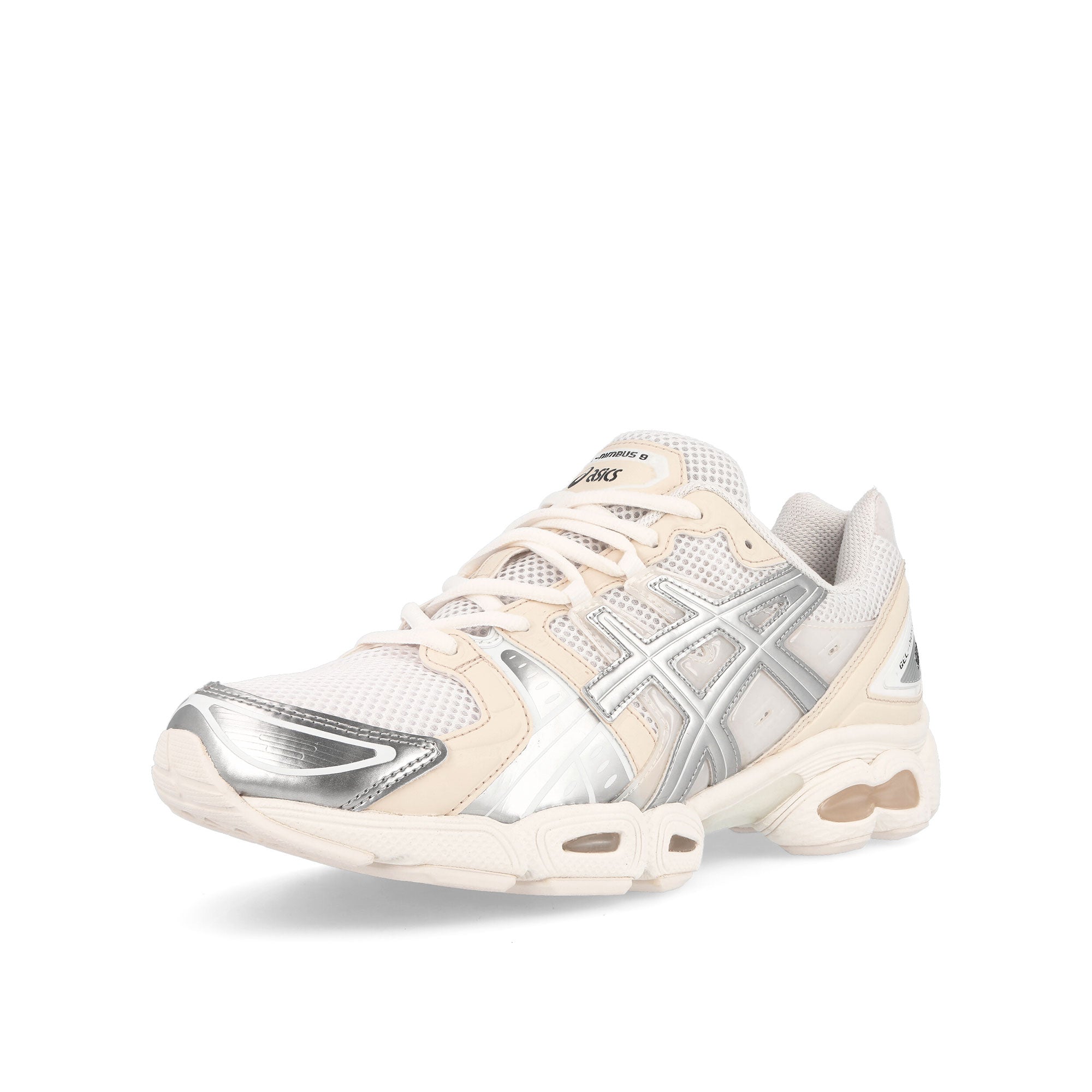 Asics Wind and Sea x Asics Gel-Nimbus 9 White / Pure Silver Sneakers Close Up | Overkill