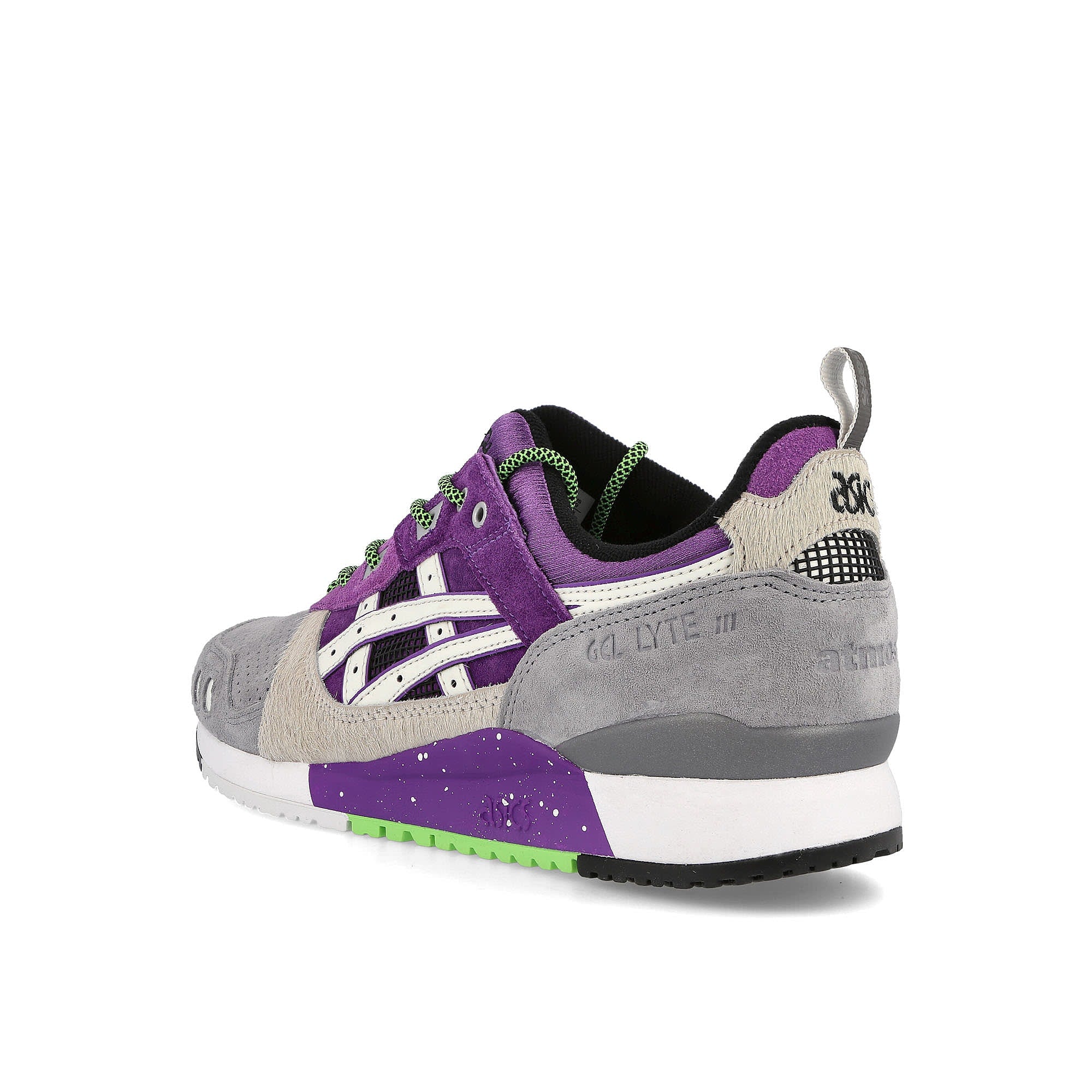 Asics Atmos x Sneaker Freaker x Asics Gel Lyte III OG Sheet Rock / Gentry Purple Close-up | Overkill