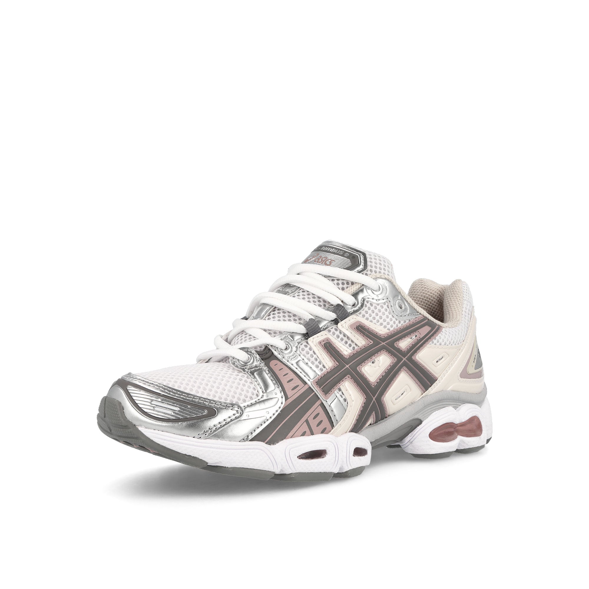 Asics Gel-Nimbus 9 White-Oatmeal Low Top Sneakers Close Up | Overkill