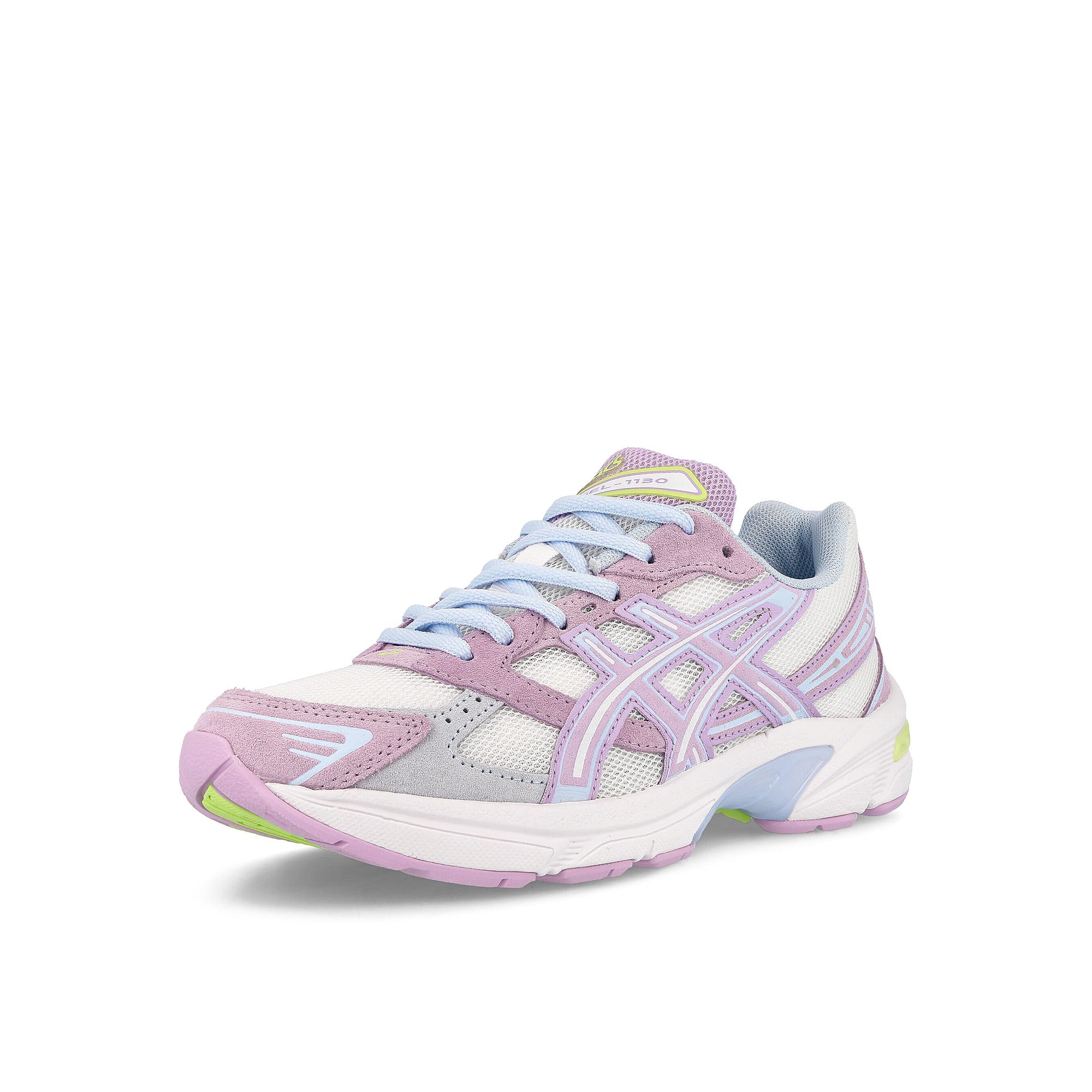 Asics Gel-1130 White-Lilac Tech Low Top Sneakers Close Up | Overkill