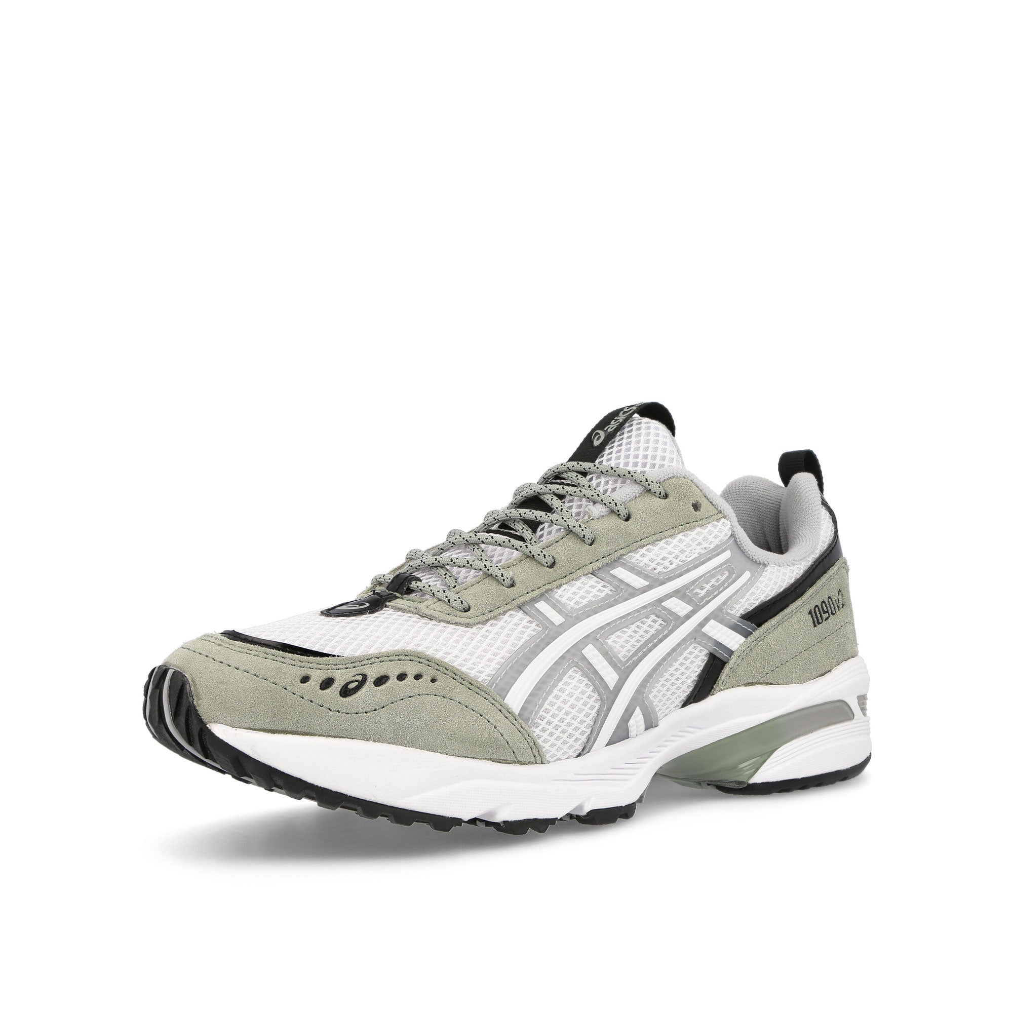 Asics Gel-1090v2 White-Mid Grey Low Top Sneakers Close Up | Overkill