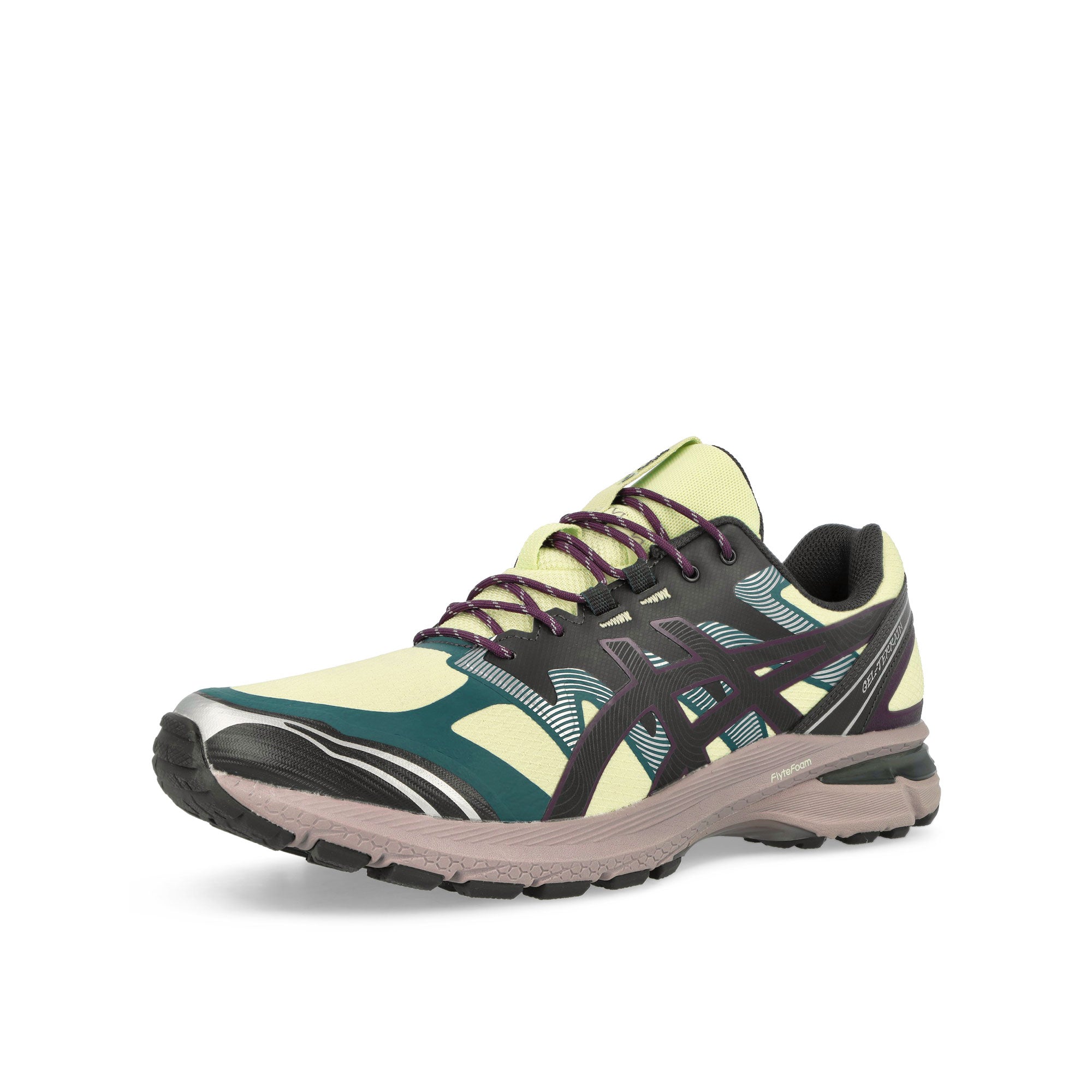 Asics Gel-Terrain Cool Matcha / Graphite Grey Low Top Sneakers Close Up | Overkill