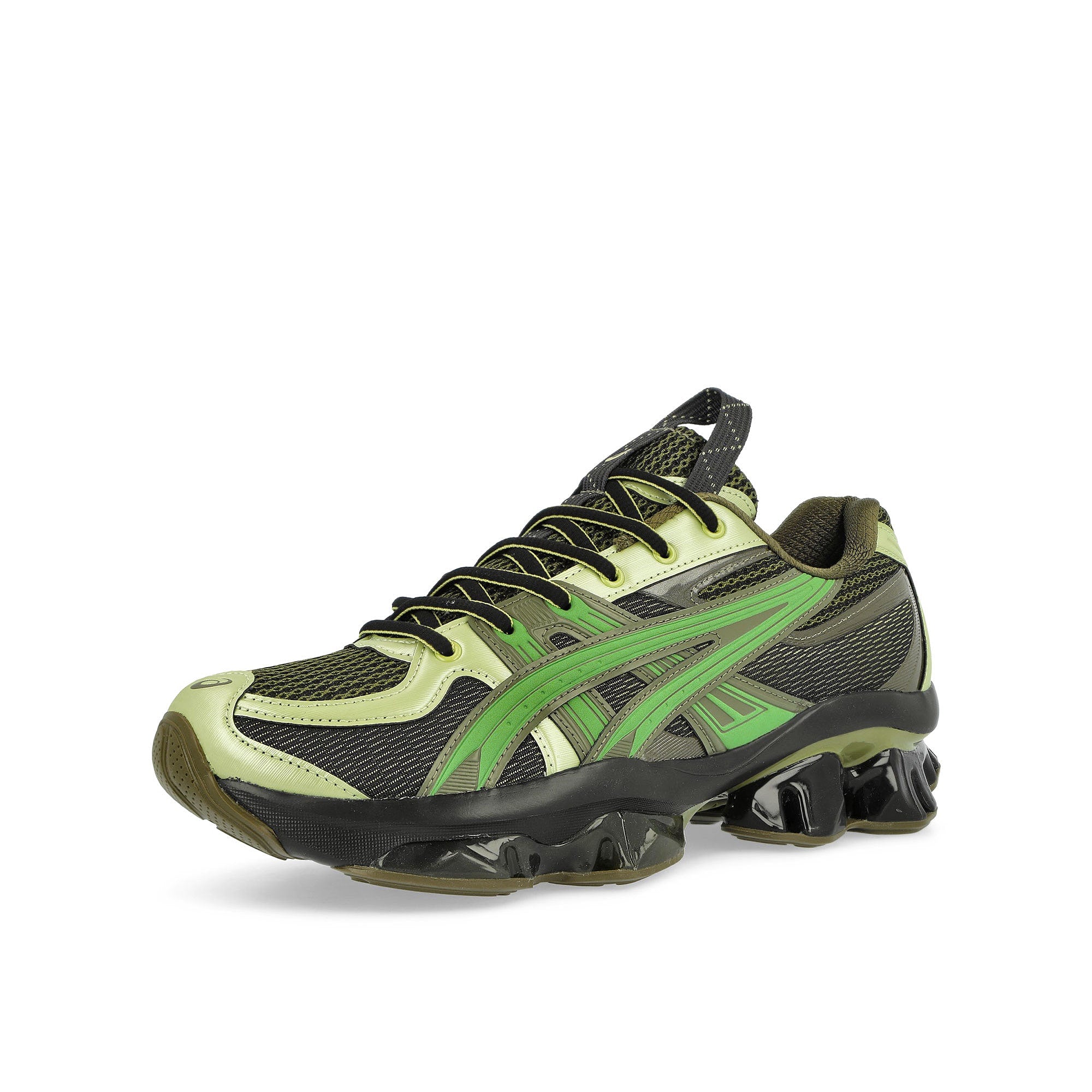 Asics US5-S Gel Quantum Kinetic Moss / Bamboo Low Top Sneakers Close Up | Overkill