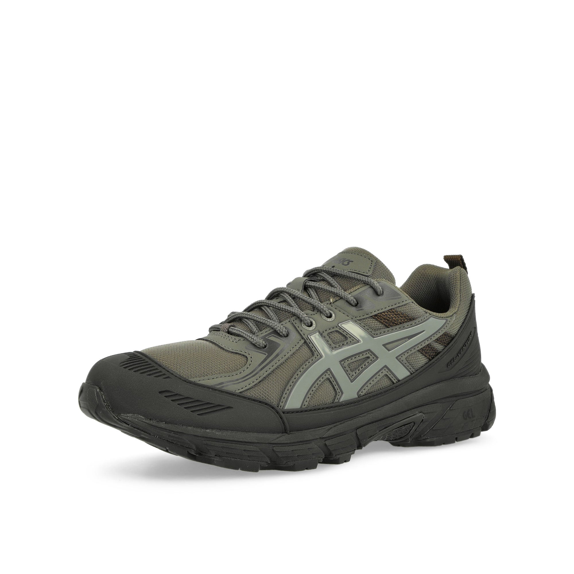 Asics Gel-Venture 6 Shield Graphite Grey / Dark Olive Low Top Sneakers Close Up | Overkill