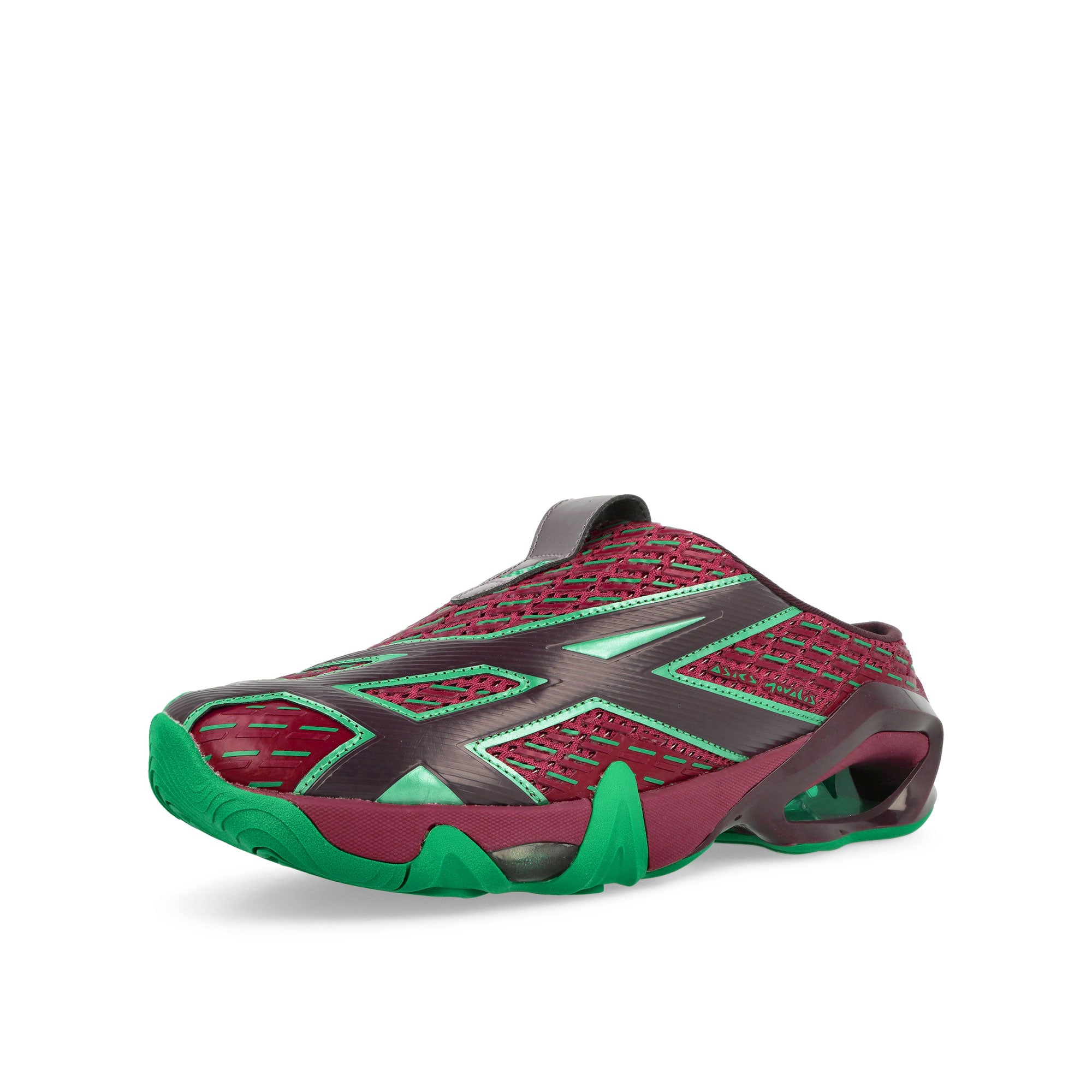 Asics Novalis Gel-Styrax Mule Earthy Maroon / Green Slides, Sandals & Slippers Close Up | Overkill