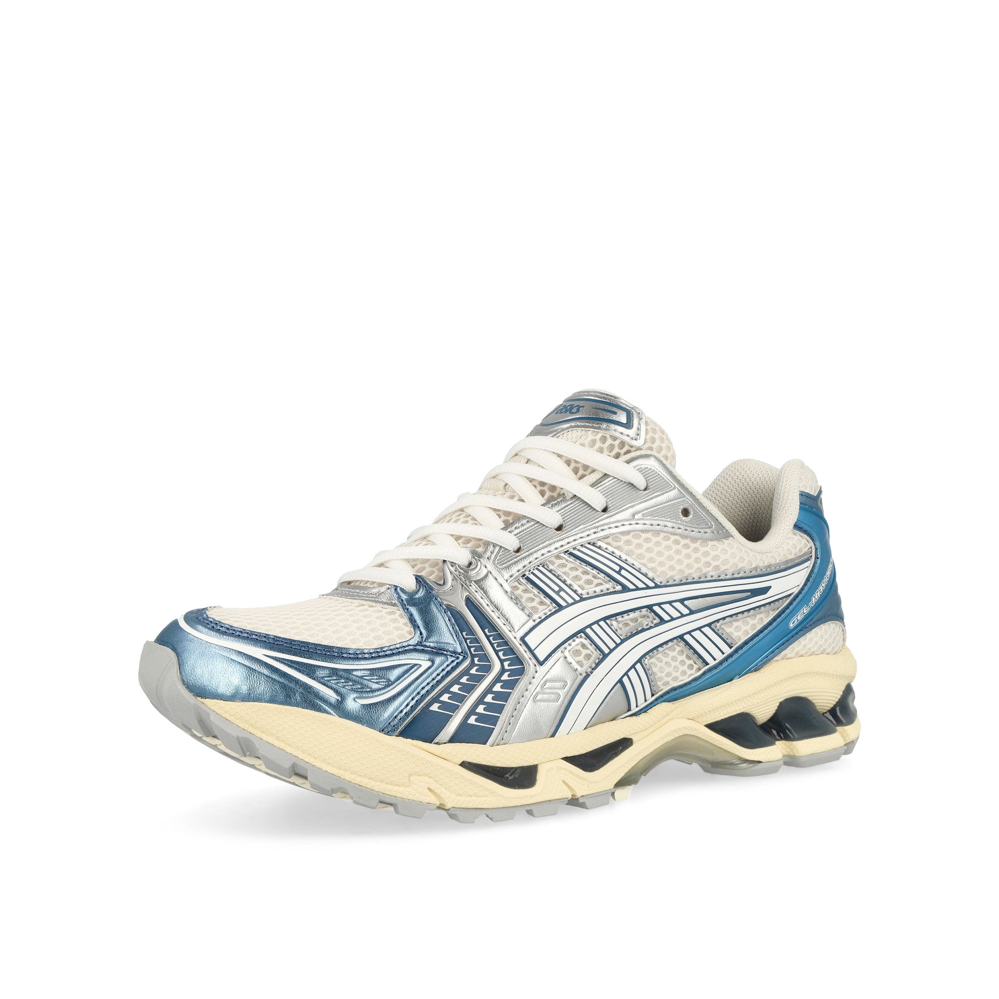 Asics Gel-Kayano 14 Cream / Denim Blue Low Top Sneakers Close Up | Overkill