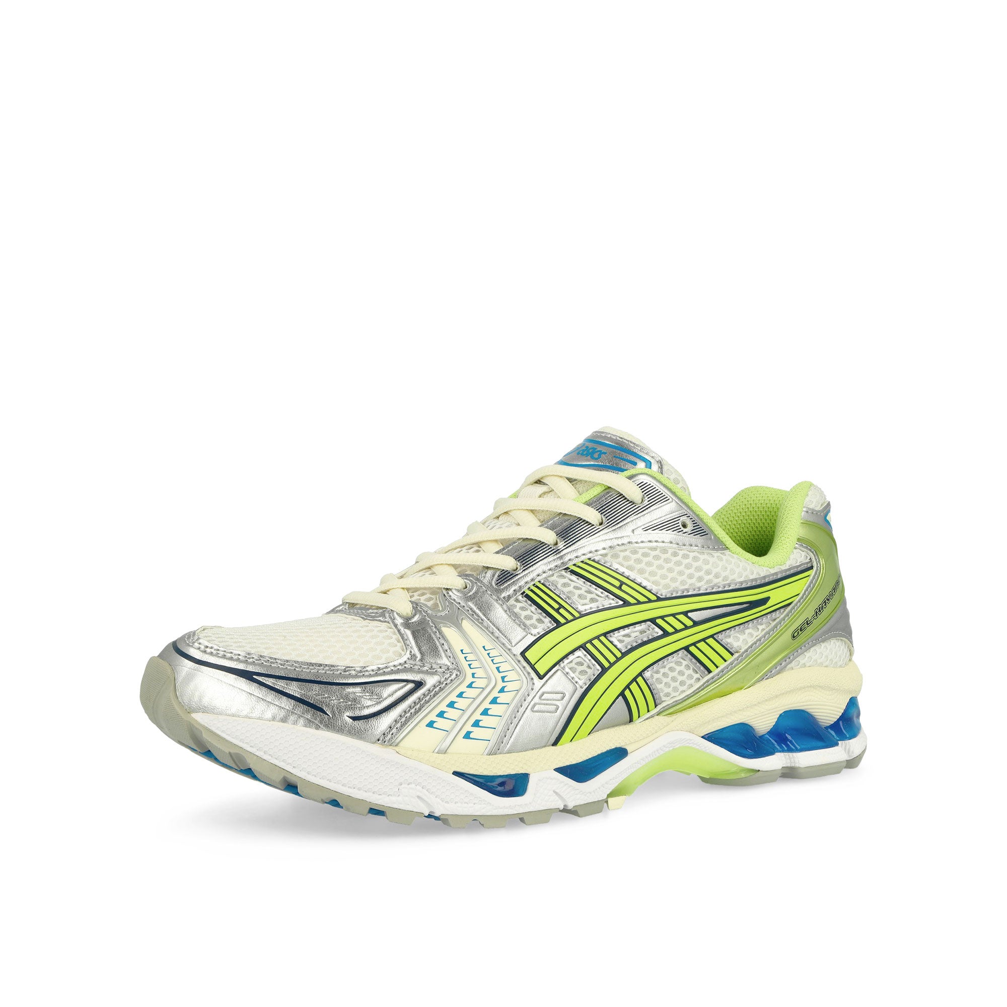 Asics Gel-Kayano 14 White / Lime Green Low Top Sneakers Close Up | Overkill