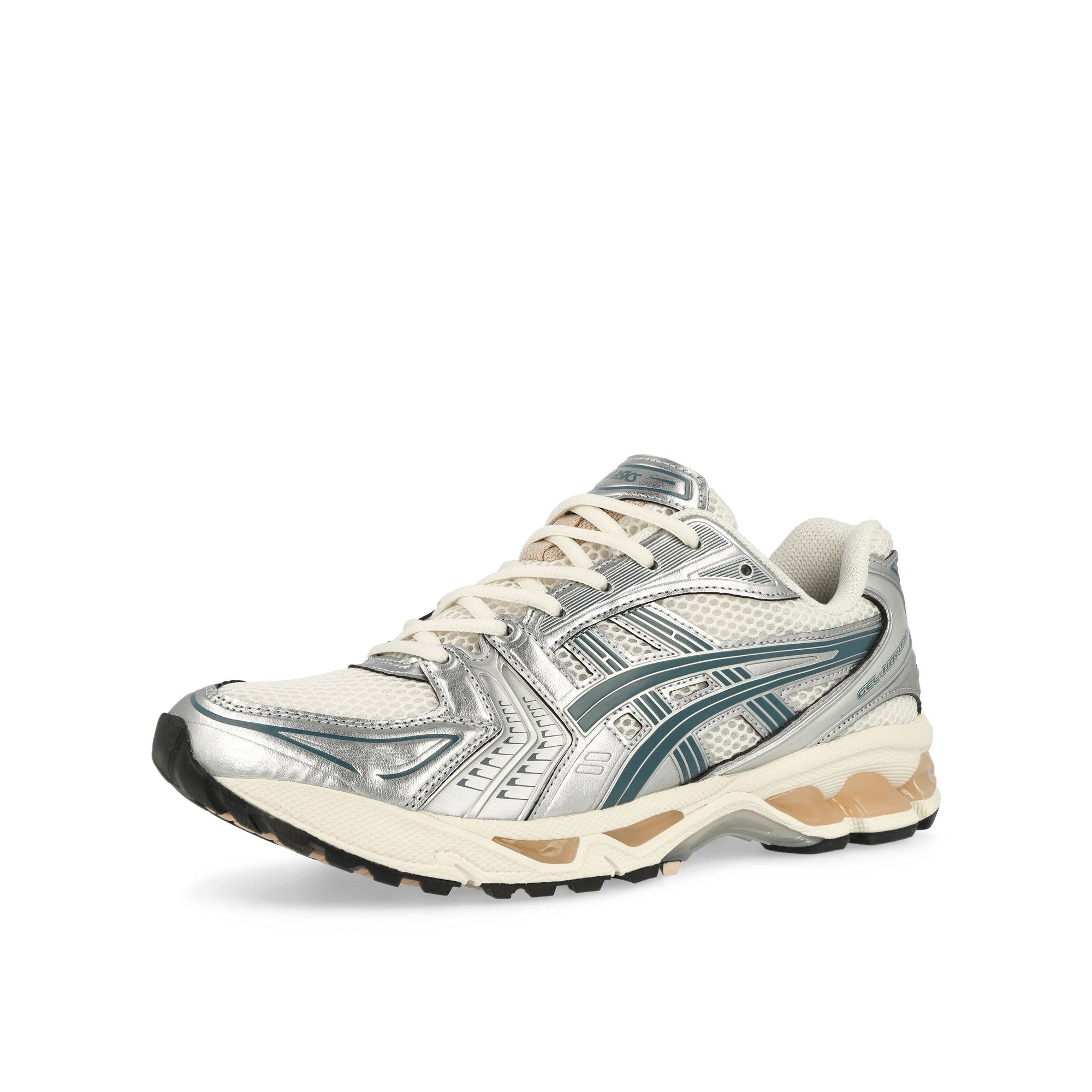 Asics Gel-Kayano 14 Cream / Ironclad Low Top Sneakers Close Up | Overkill
