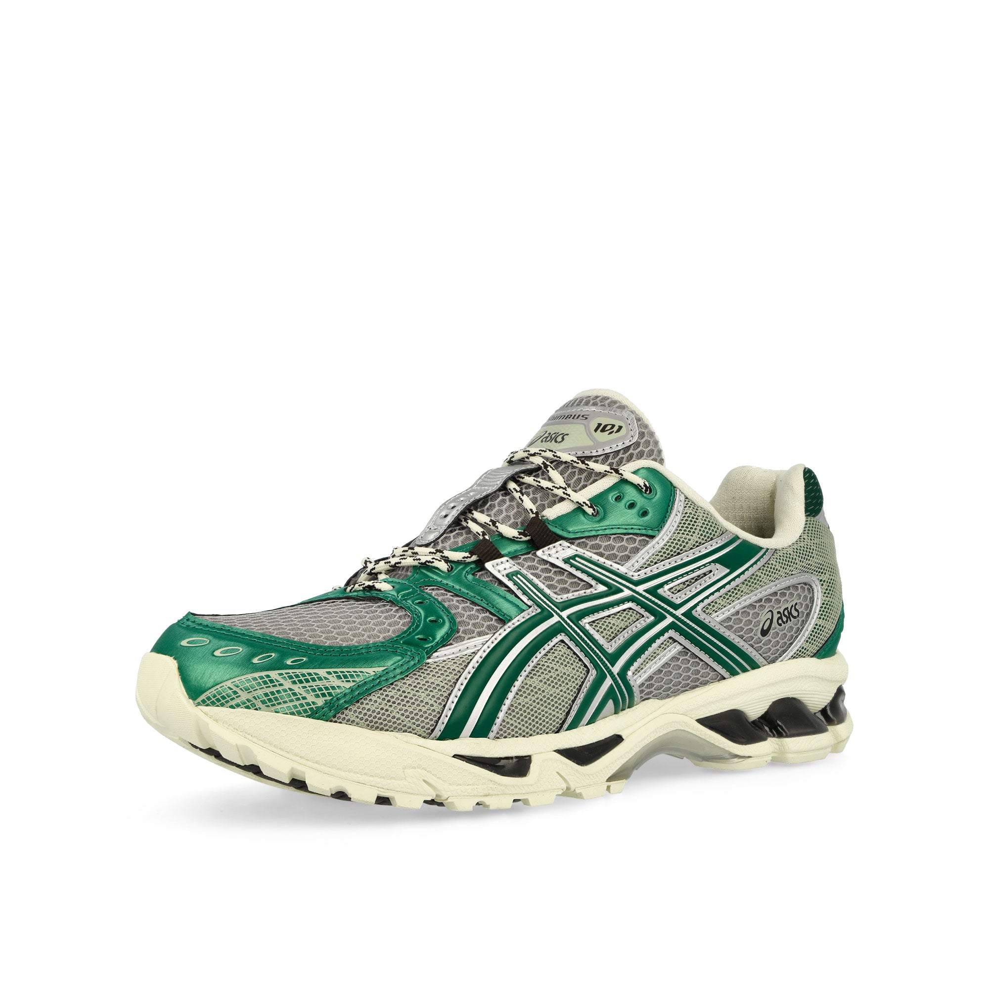 Asics Gel-Nimbus 10.1 Seal Grey / Jasper Green Low Top Sneakers Close Up | Overkill