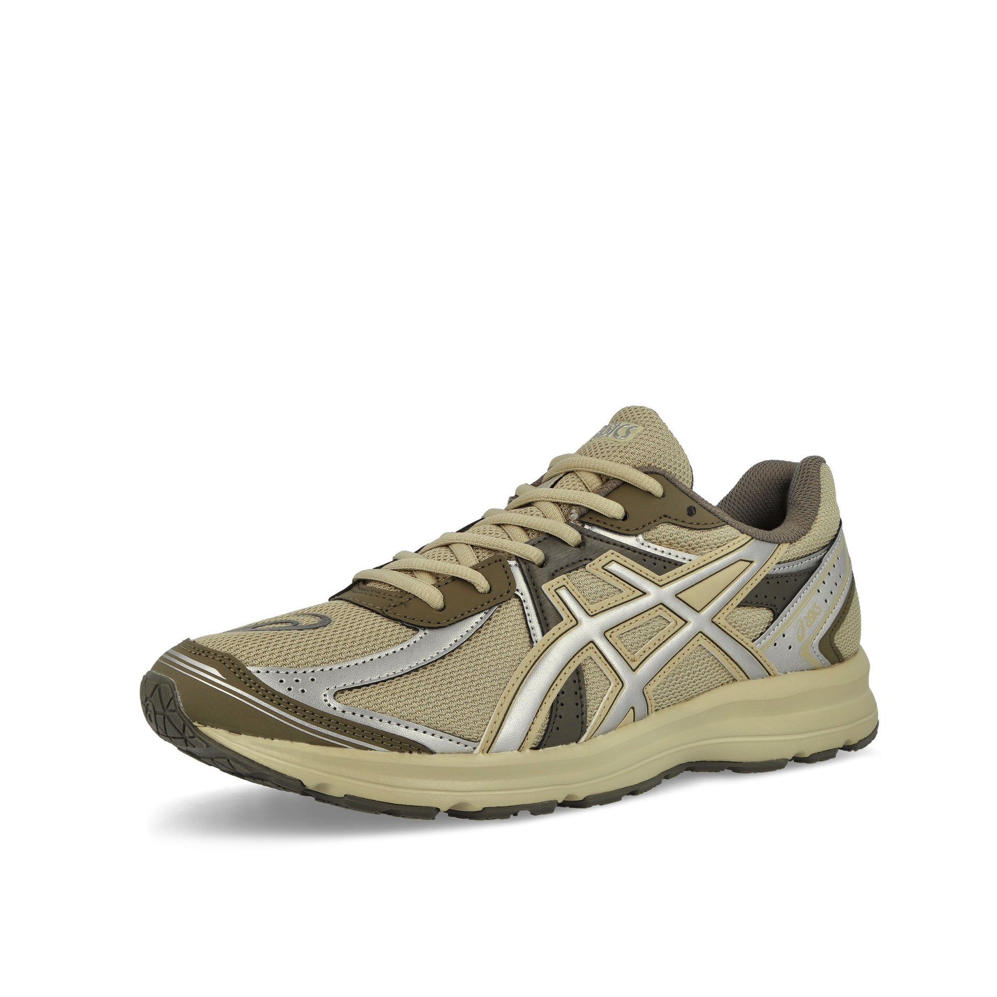 Asics Jog 100S Khaki / Pure Silver Low Top Sneakers Close Up | Overkill