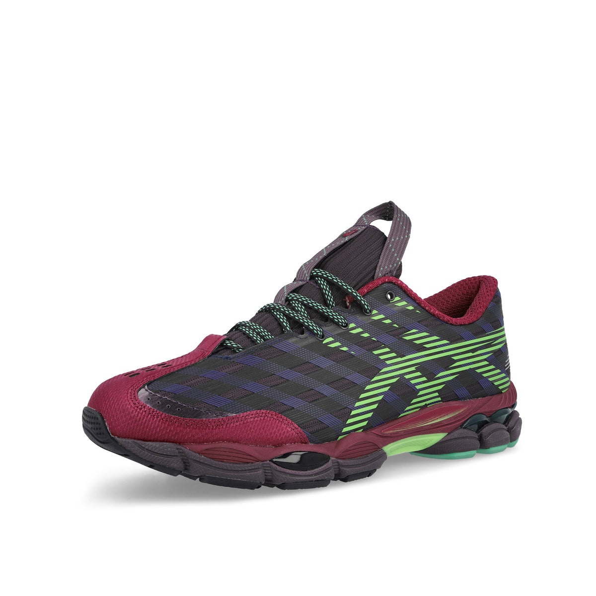 asics US8-S GEL-SJ33 Deep Plum / Fresh Grass sneaker 1203B116-500 Close-up | Overkill