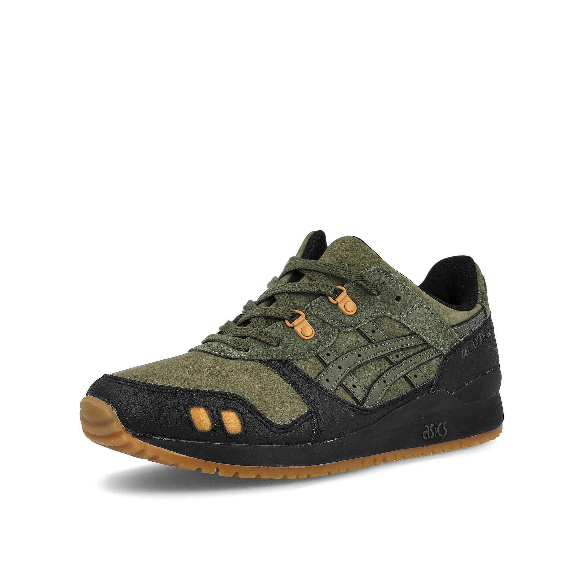 Asics gel lyte iii og Olive Canvas-Black Low Top Sneakers Close Up | Overkill
