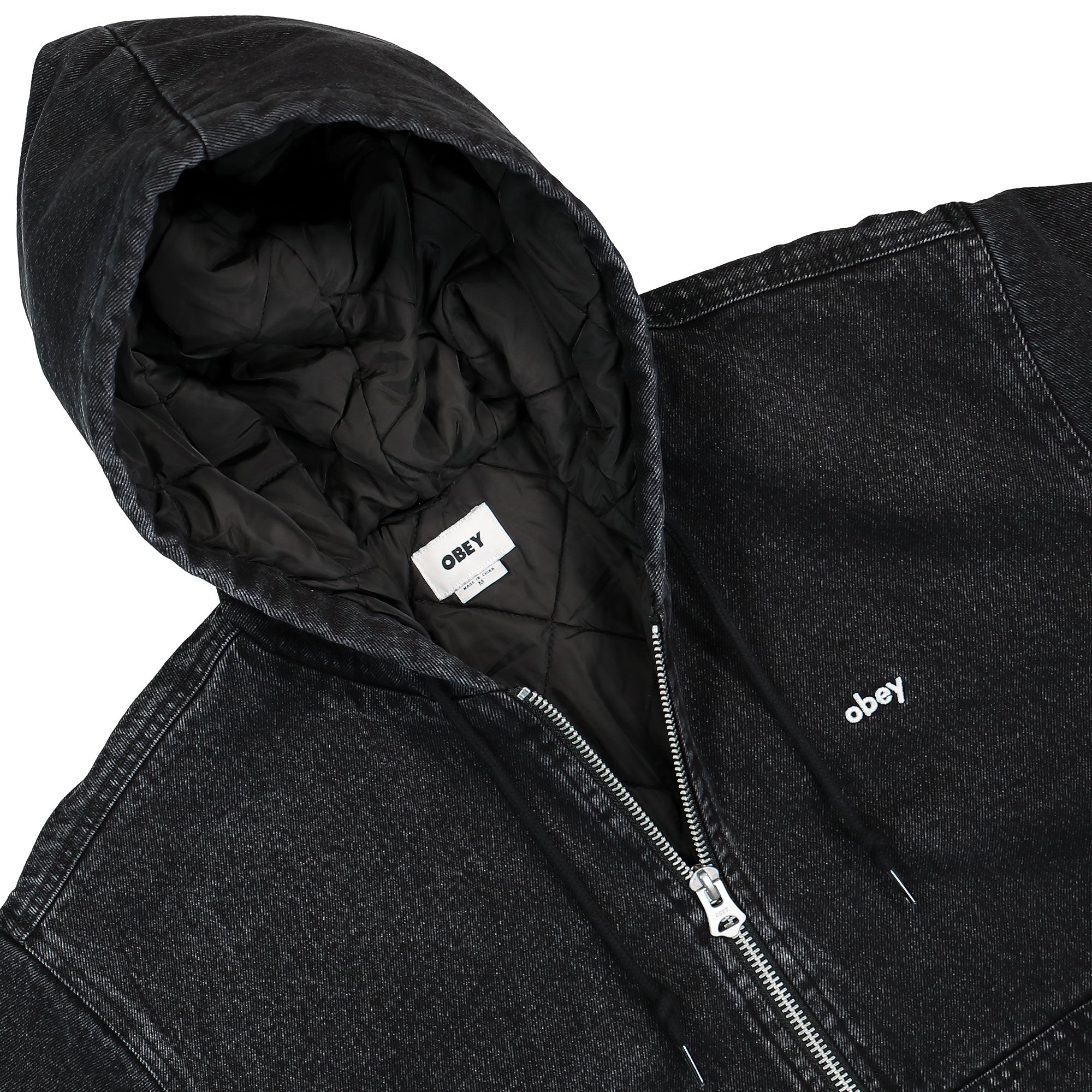 Obey Wiltern Zip Up Hood Faded Black Jackets Detailfoto | Overkill