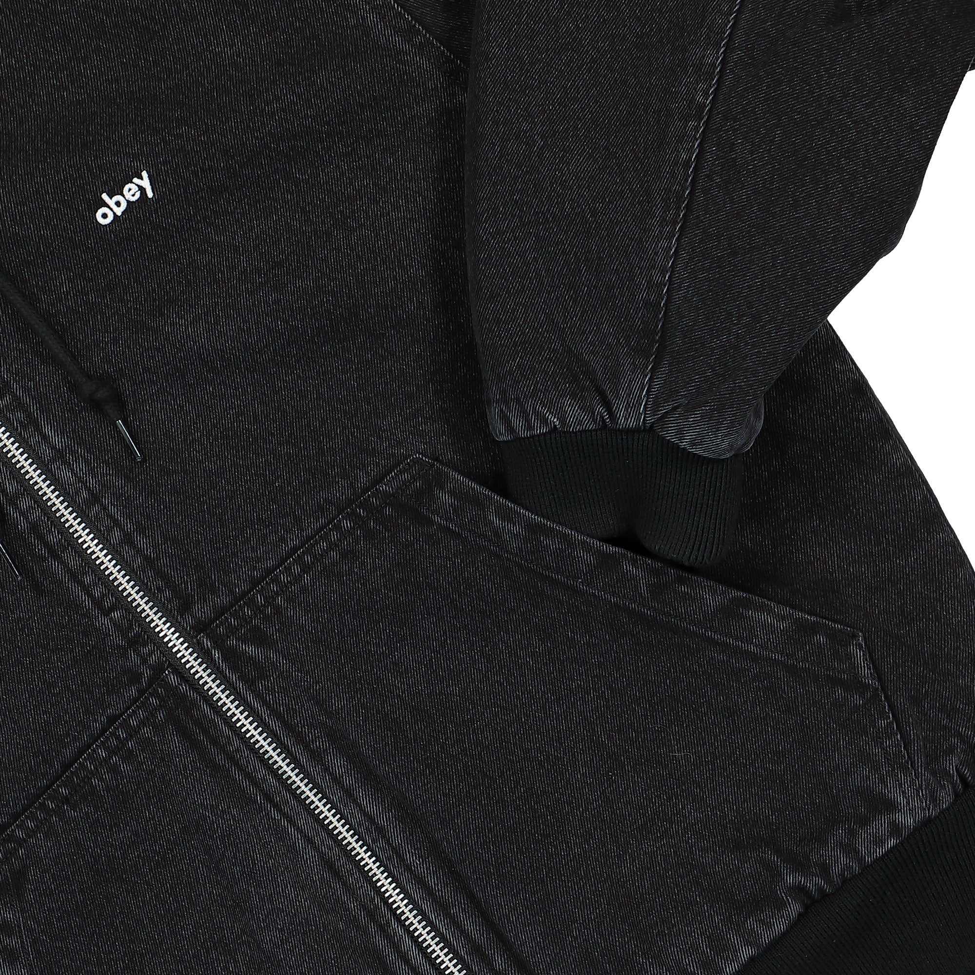 Obey Wiltern Zip Up Hood Faded Black Jackets Detail view 1 | Overkill