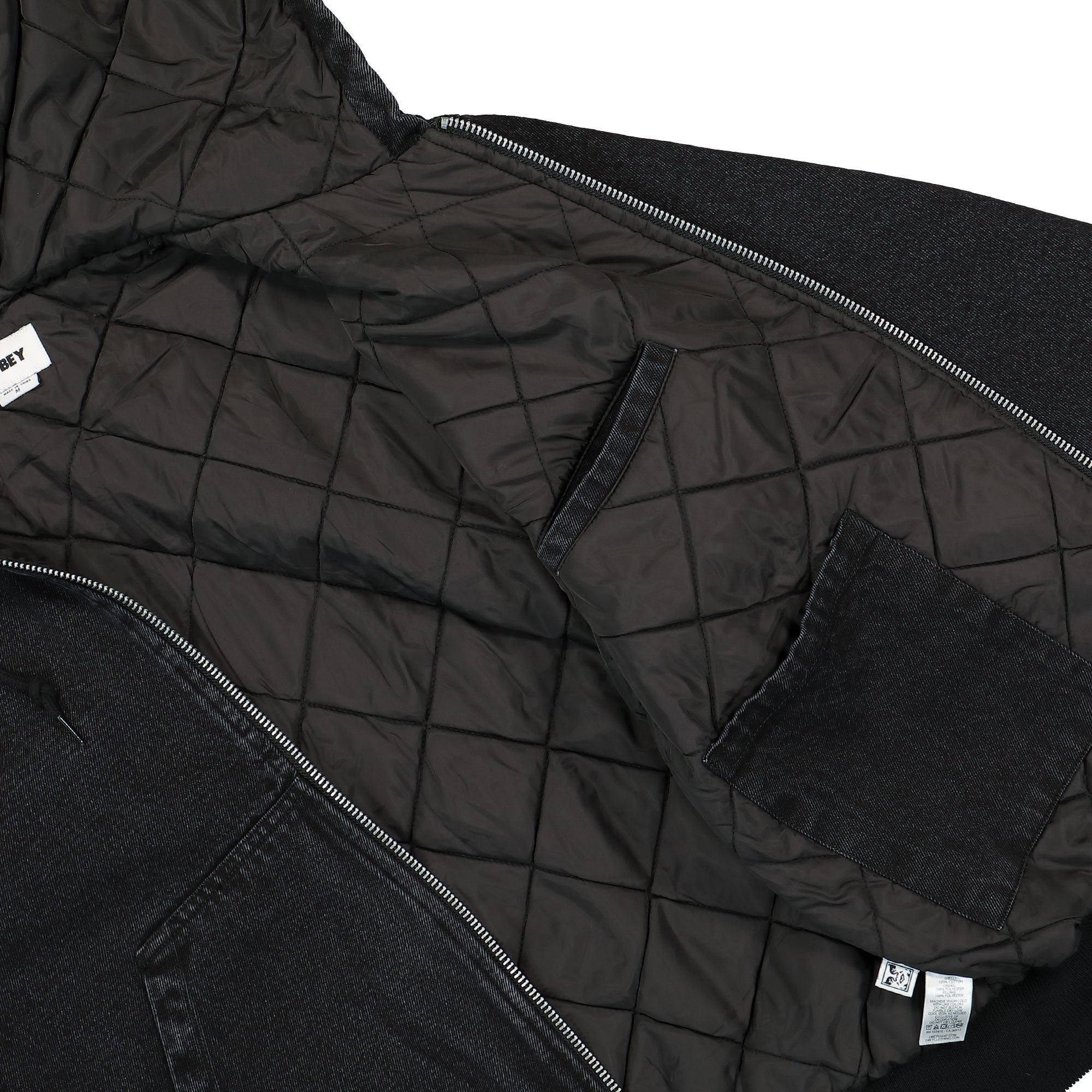 Obey Wiltern Zip Up Hood Faded Black Jackets Detail view 2 | Overkill