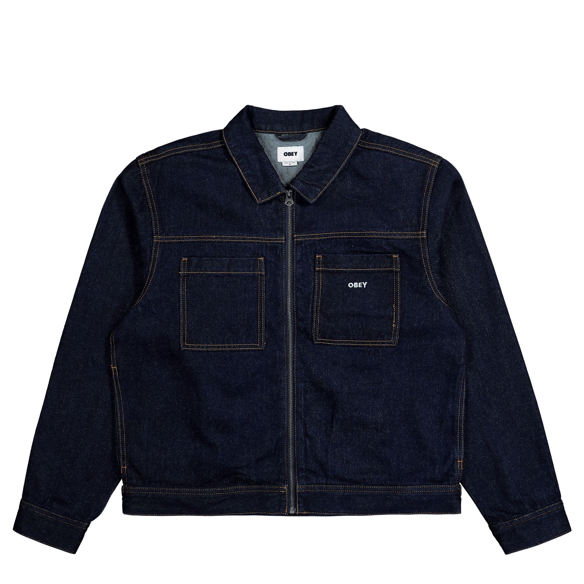 Obey Icon Hardwork Zip Up Jacket Rinse Indigo Jackets 121800591 / Rinse Indigo | Overkill