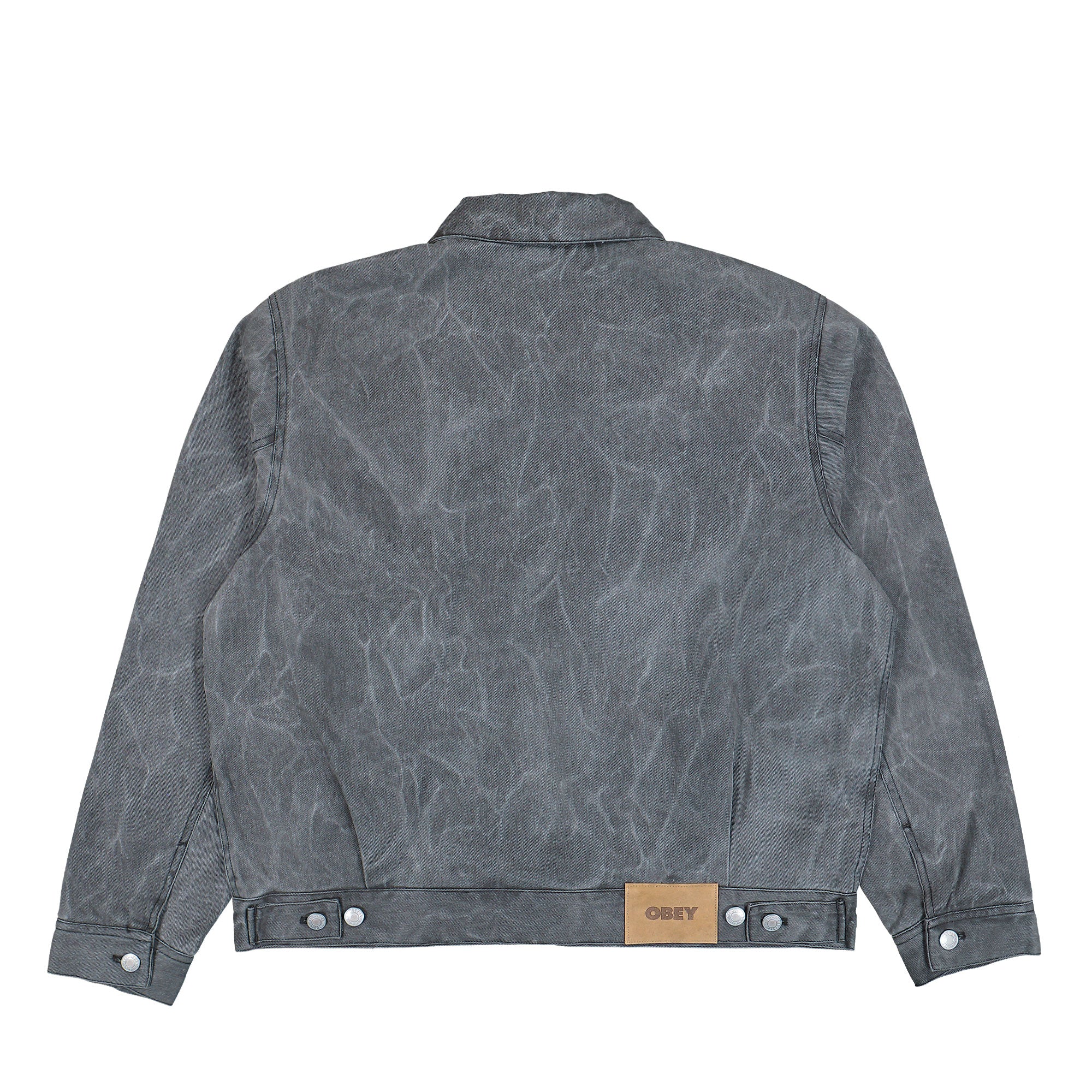 Obey Workman Zip Jacket Black Wrinkle Wash Jackets 121800599 Close-up | Overkill