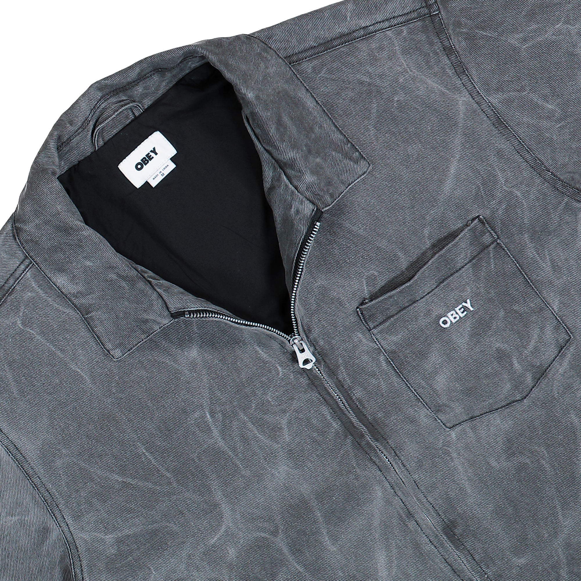 Obey Workman Zip Jacket Black Wrinkle Wash Jackets 121800599 Detailfoto | Overkill