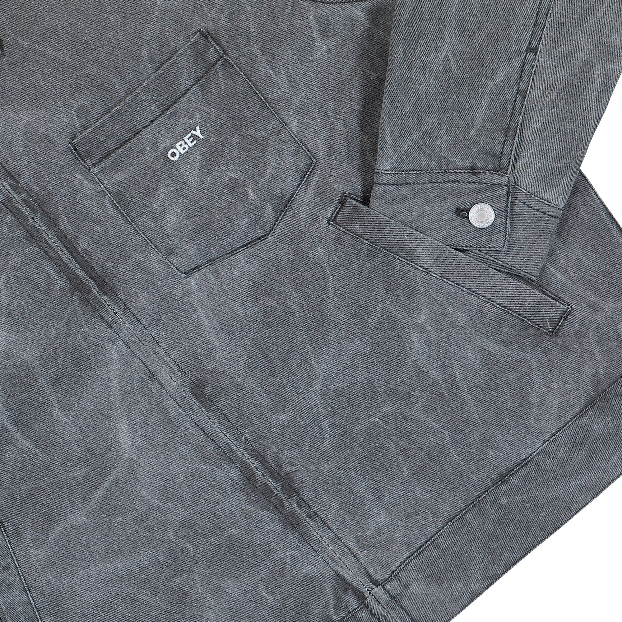 Obey Workman Zip Jacket Black Wrinkle Wash Jackets 121800599 Detail View 1 | Overkill