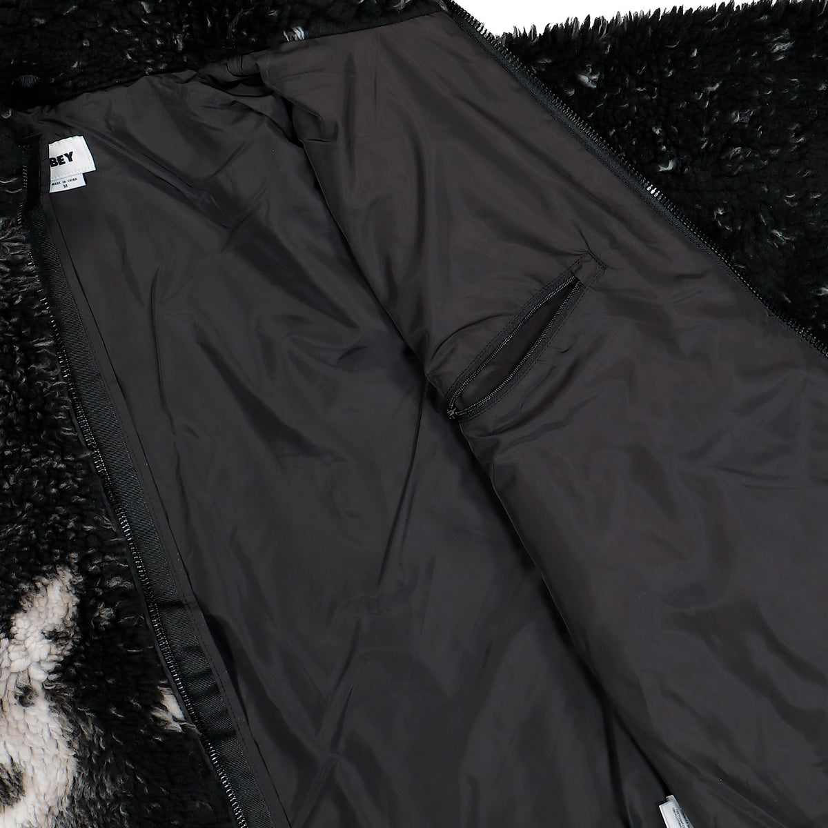 Obey Deer Sherpa Jacket Black Multi Jacket 121800636-BLKM Detail View 2 | Overkill