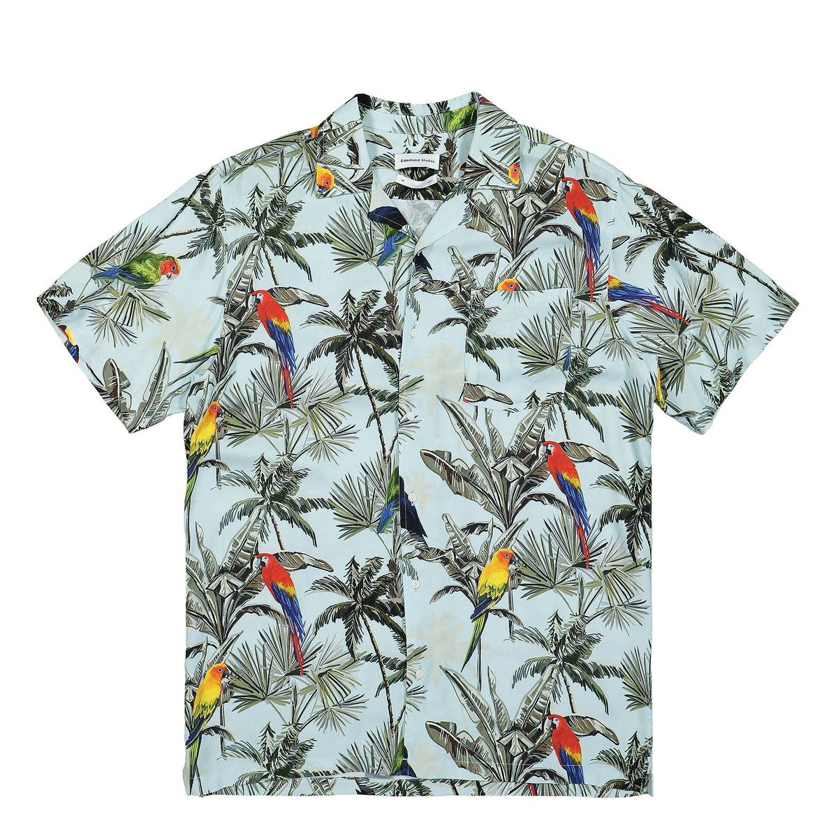 Edmmond Studios Parrot Short Sleeve Shirt Printed Light Blue Shirts 122-10-19501 | Overkill