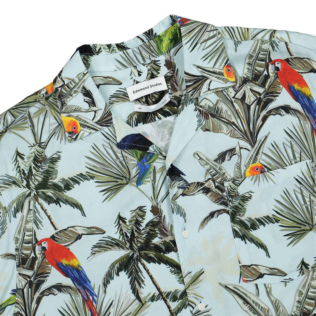 Edmmond Studios Parrot Short Sleeve Shirt Printed Light Blue Shirts Close-up | Overkill