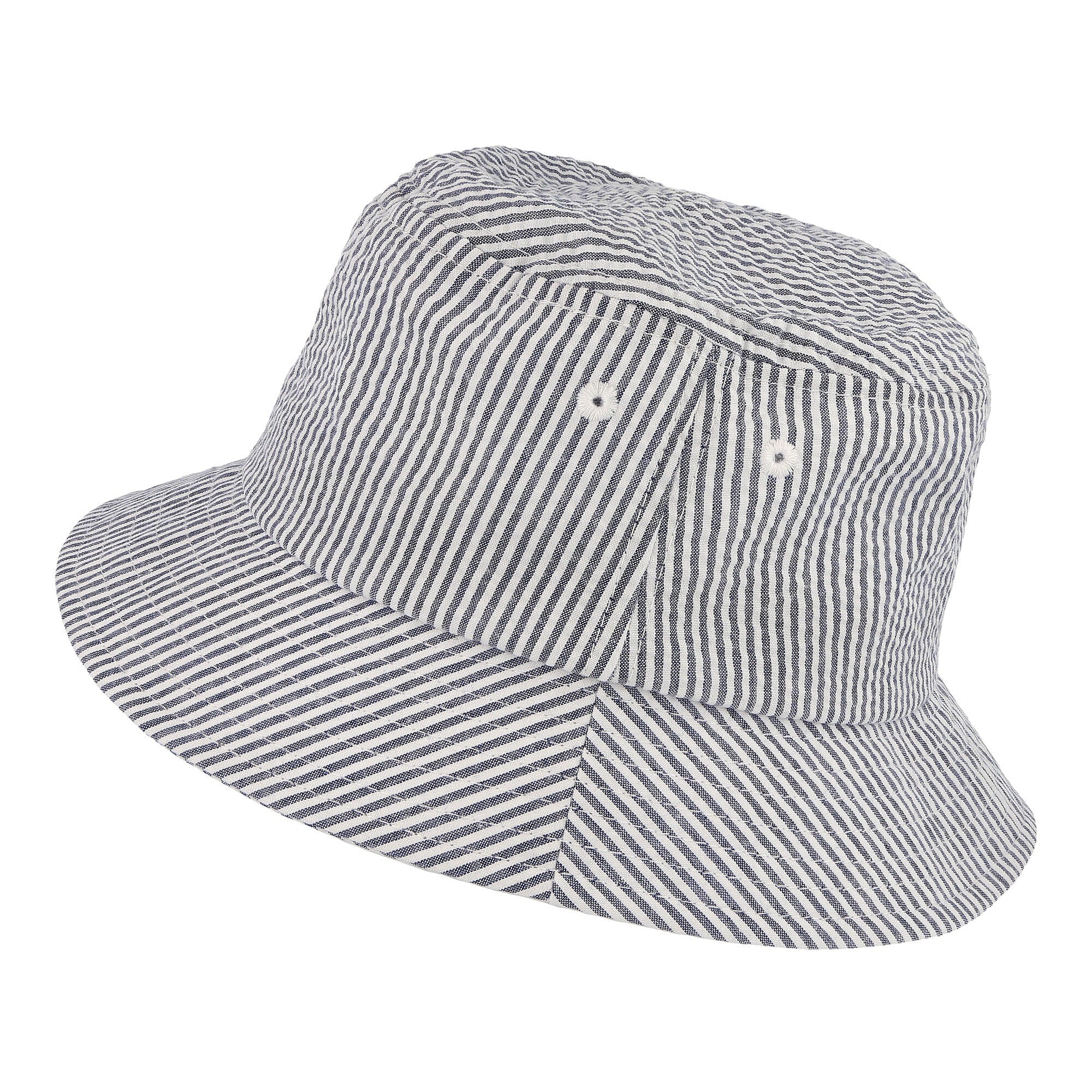 Edmmond Studios Seersucker Bucket Hat Vertical Stripes Ligt Blue Bucket Hats Material | Overkill