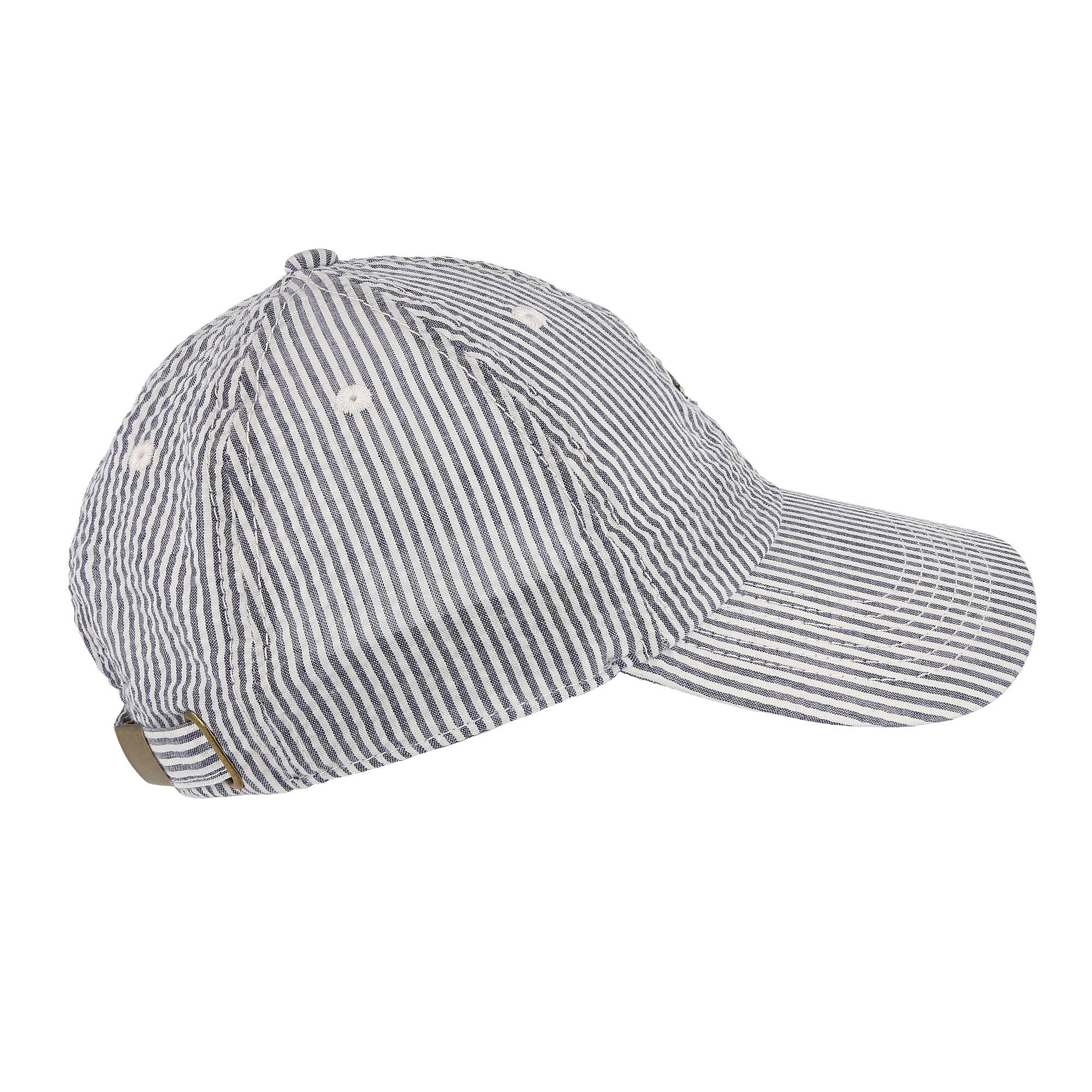 Edmmond Studios Duck Seersucker Cap Vertical Stripes Blue Caps Close-up | Overkill