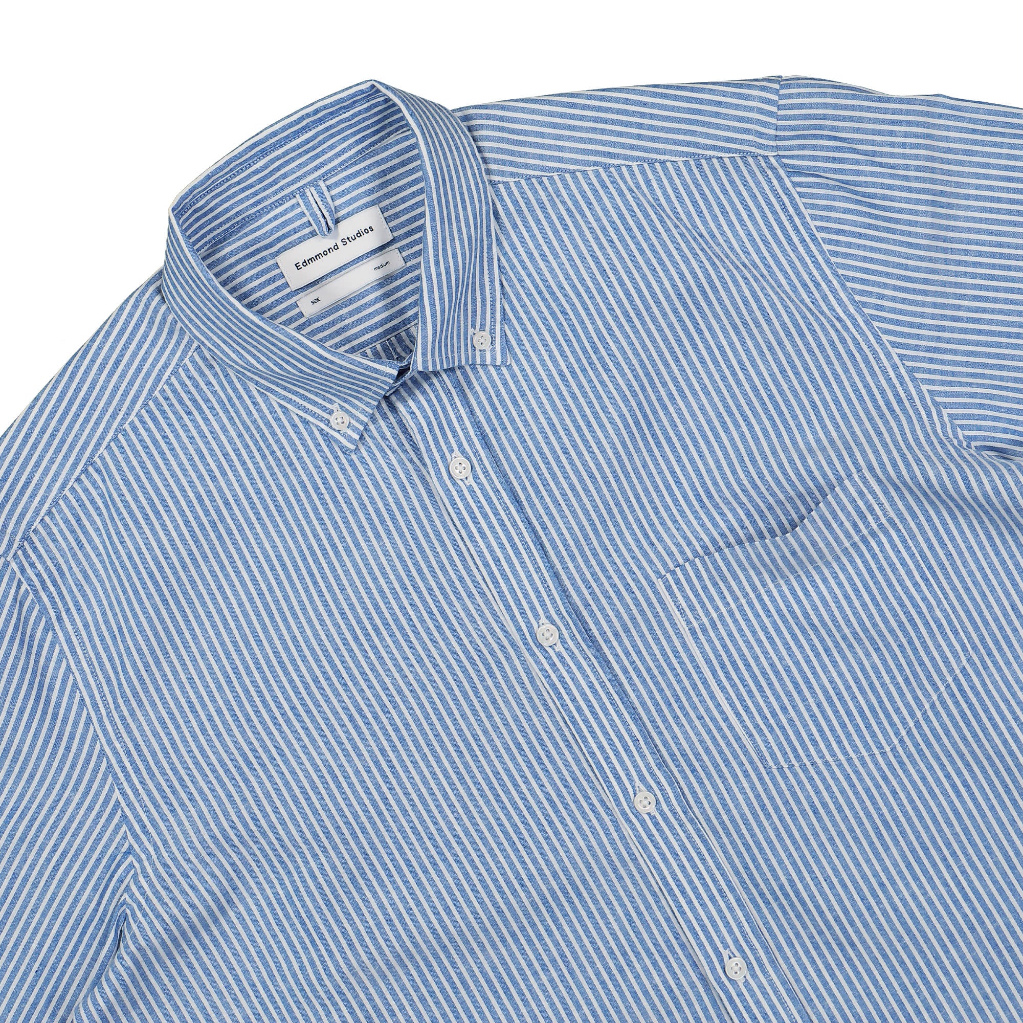 Edmmond Studios Striped Linen Shirt Light Blue Shirts Detailfoto | Overkill