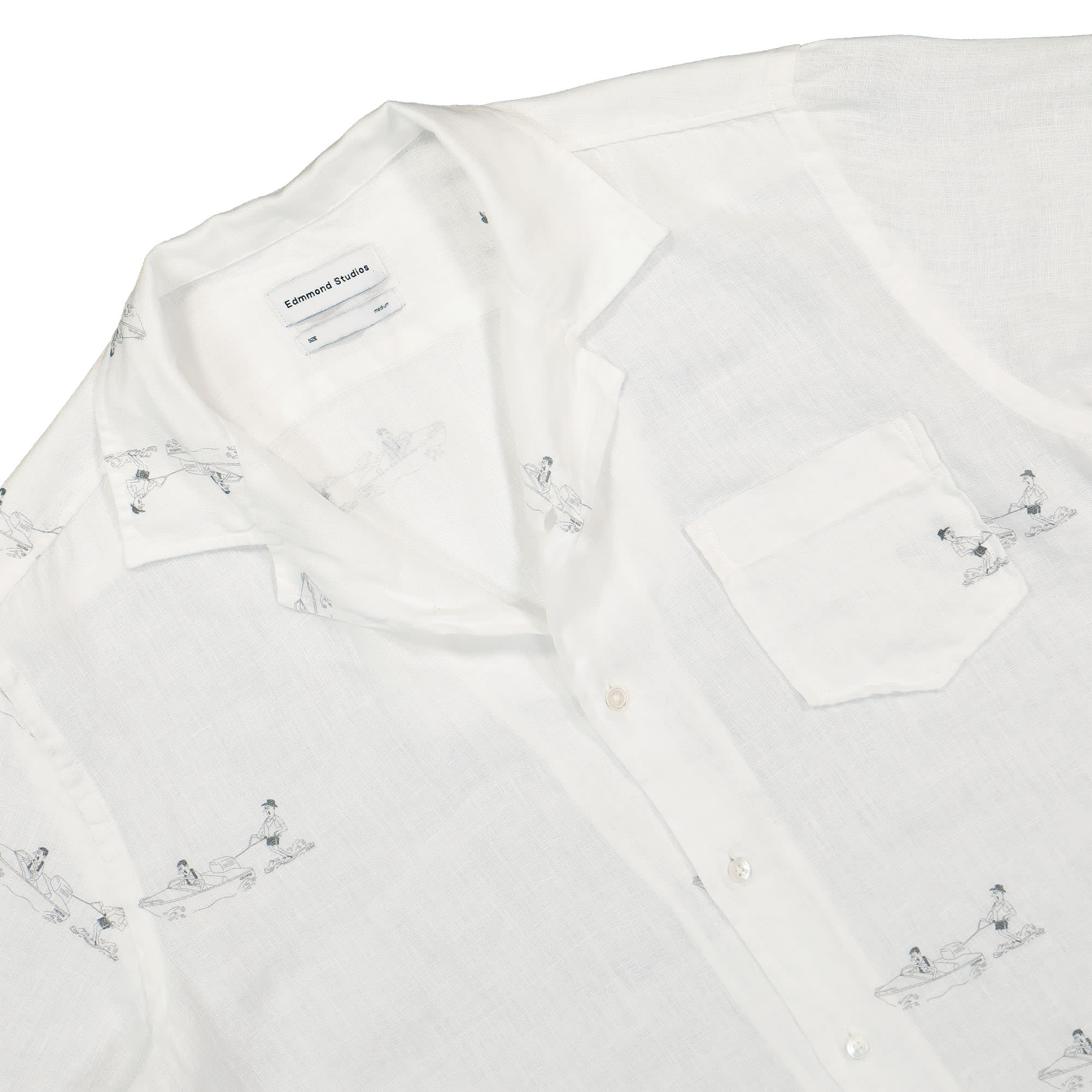 Edmmond Studios Calypso Short Sleeve Shirt White Shirts Close-up | Overkill