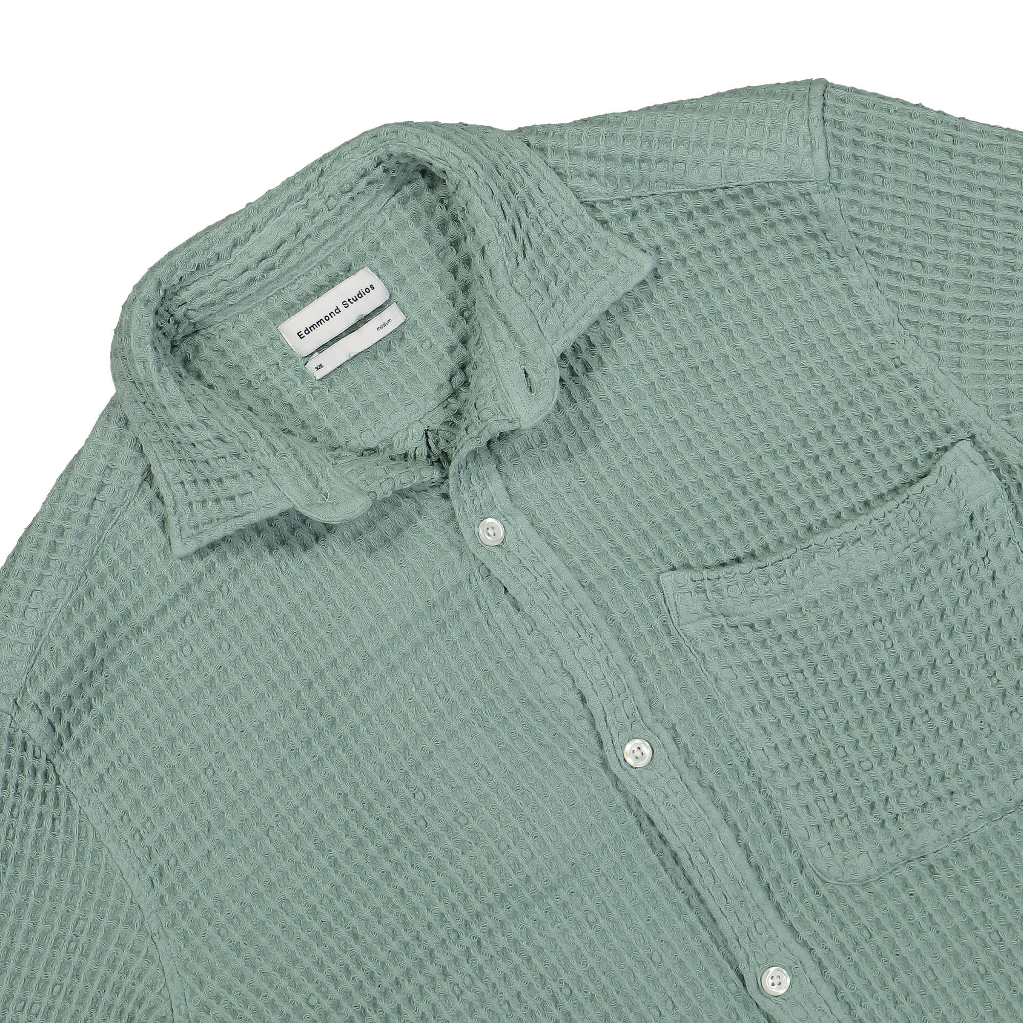 Edmmond Studios Waffle Shirt Turquoise Shirts Close-up | Overkill