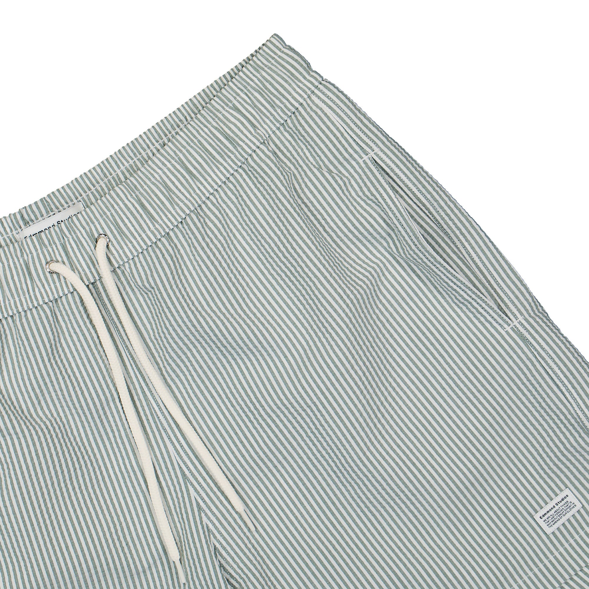 Edmmond Studios Classic Seersucker Shorts Green Shorts Detailfoto | Overkill
